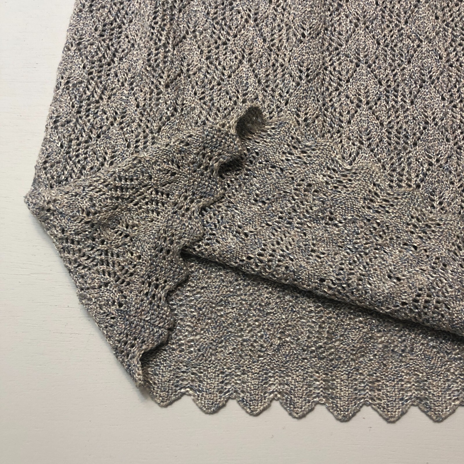 vtg Vivanti Crochet Knit Skirt 12 Pull On Scalloped Hem Union Made in USA