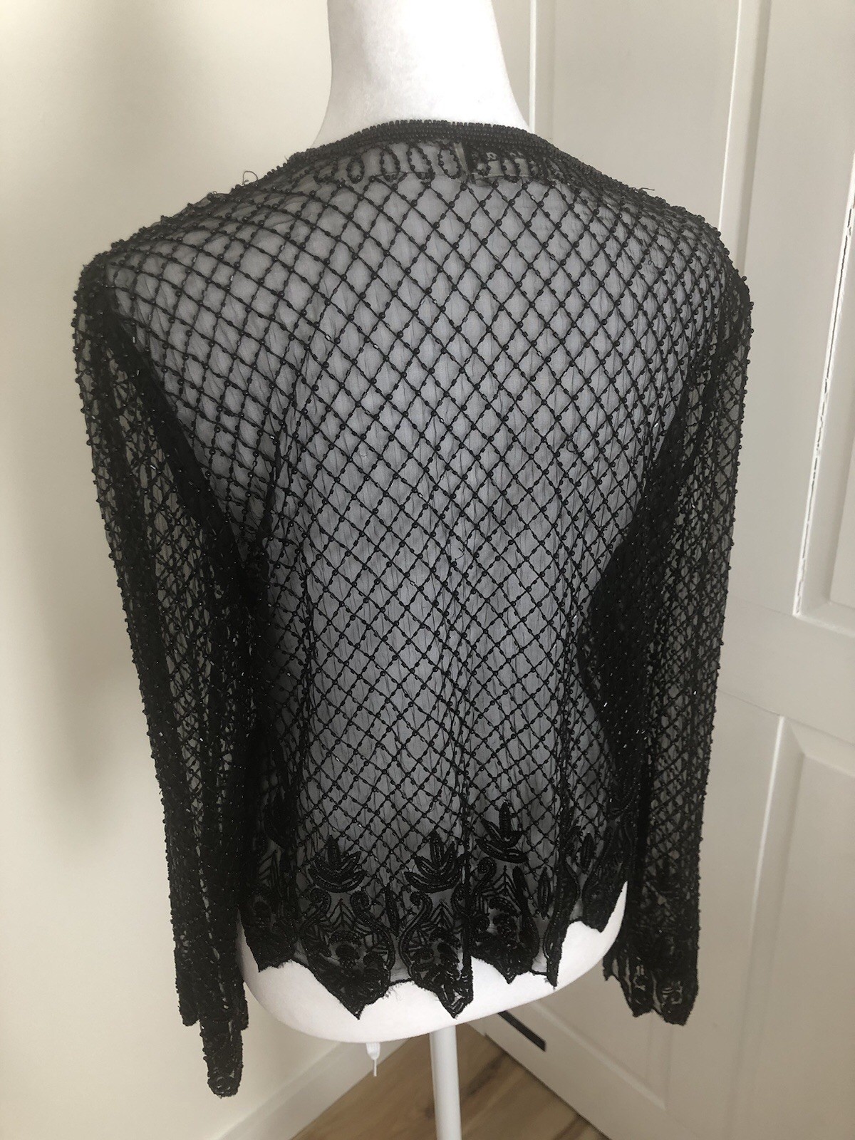 Stenay Beaded Silk Cardigan Open Jacket S Sheer Whimsigoth Fairy Grunge Y2K Vtg