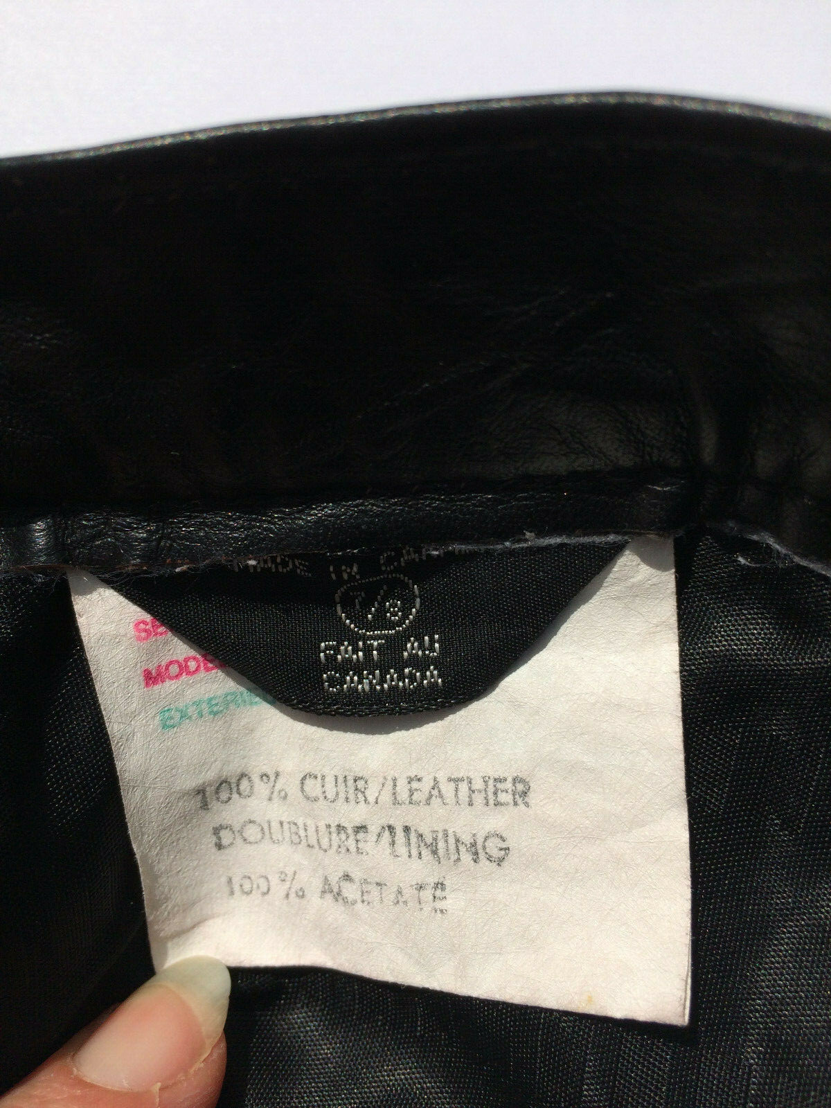 VINTAGE 1980s Black LEATHER PENCIL SKIRT SIZE 7/8 A Line Cuir Doublure Lining