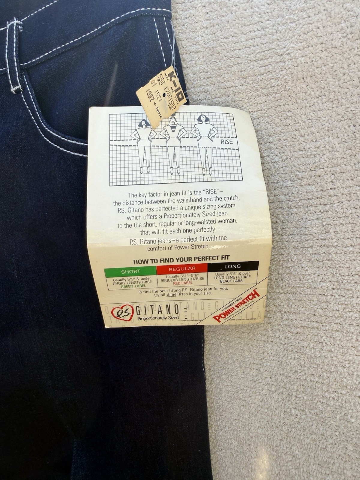 VTG Gitano PS Jeans Womens 10 NOS Dark Wash Straight Leg Jeans 28×31 Deadstock