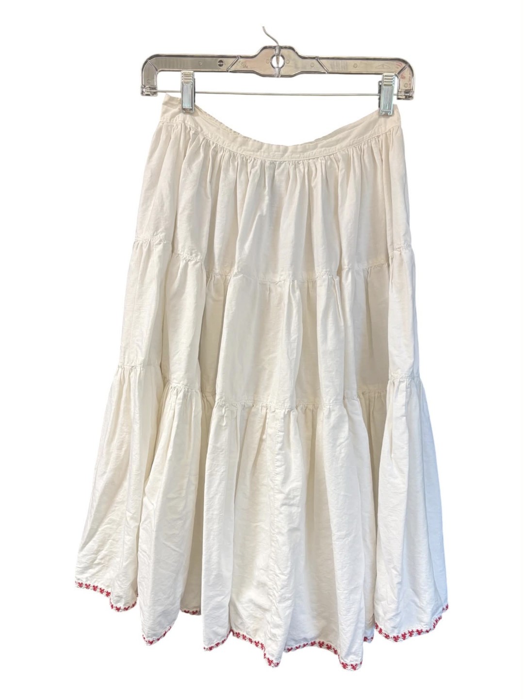 White Full Petticoat Red Trim Ruffles Theater