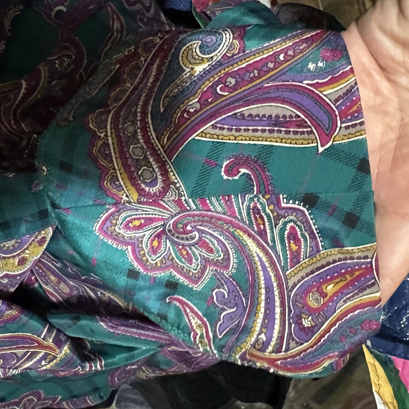 Alfred Dunner Blouse Sz 14 Blouse Bow Neck Long Sleeve Paisley 1980s Vintage