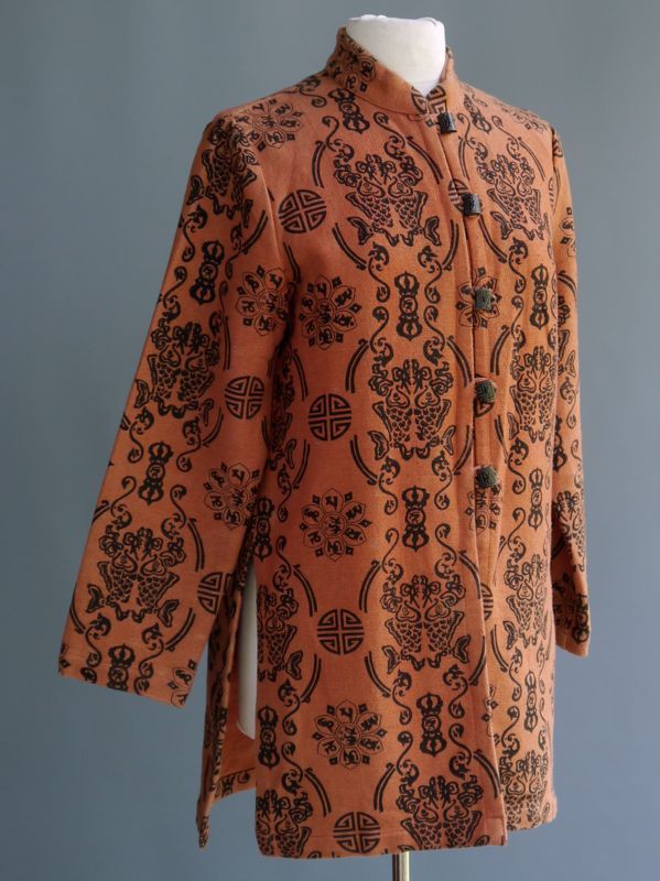 Vtg Hippie Festival Tribal Jacket Mandarin Carved Bone Buttons Cheppu Nepal S