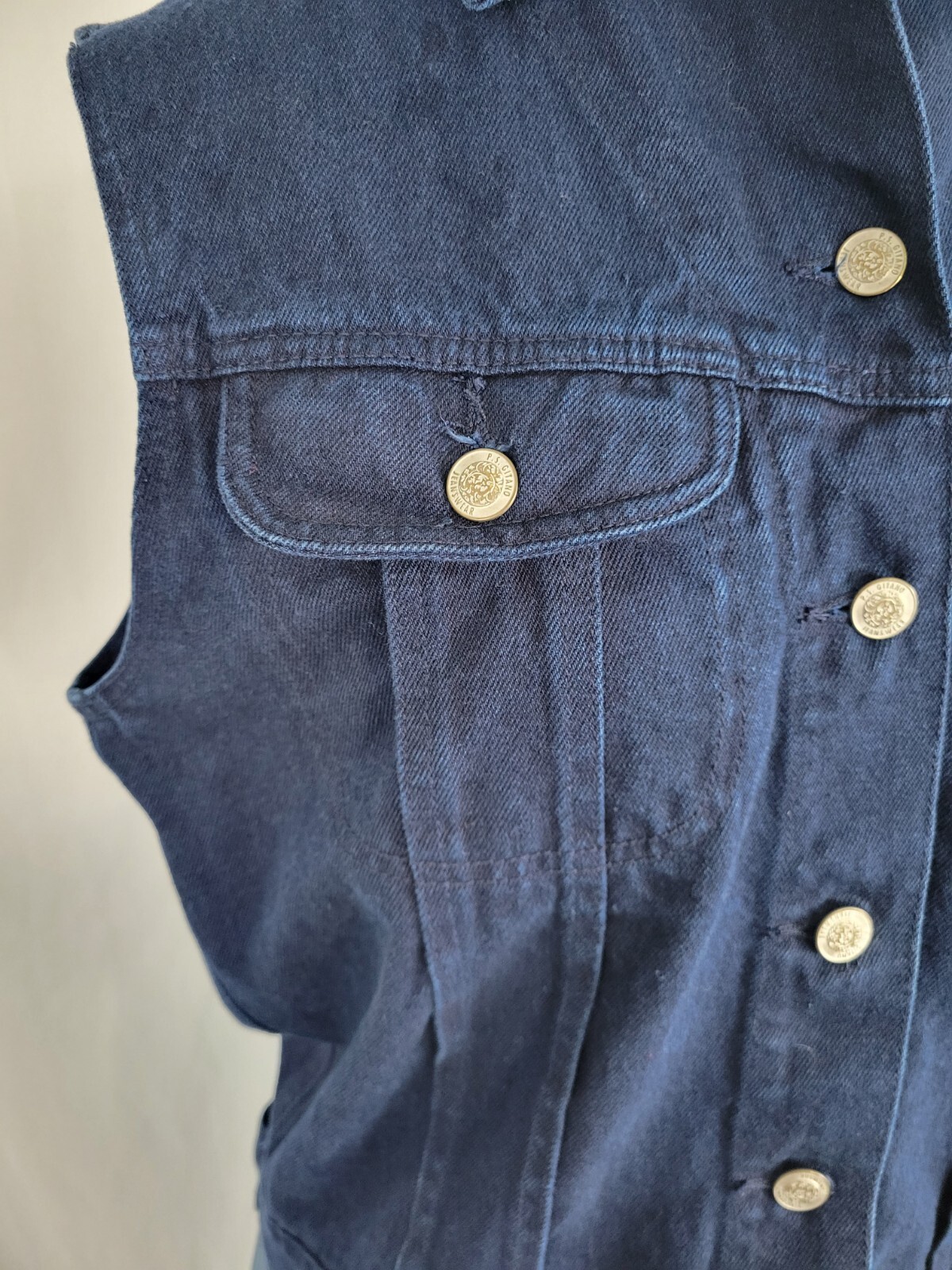 Vintage PS Gitano Dark Blue Sleeveless Denim Vest Size Small