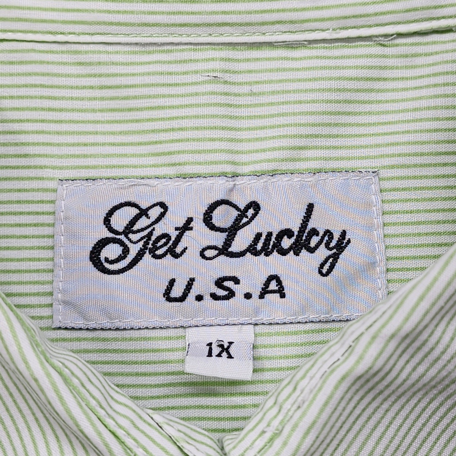 Vintage Get Lucky USA Top Womens 1X Green Striped Long Sleeve Bird House Flowers