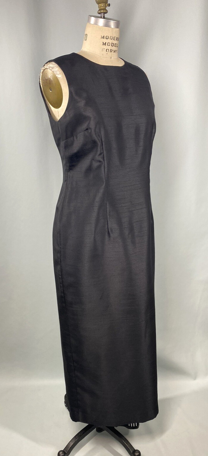 Classic Black Sheath Dress SIZE 8 long SHARON YOUNG sleeveless modest Y2K
