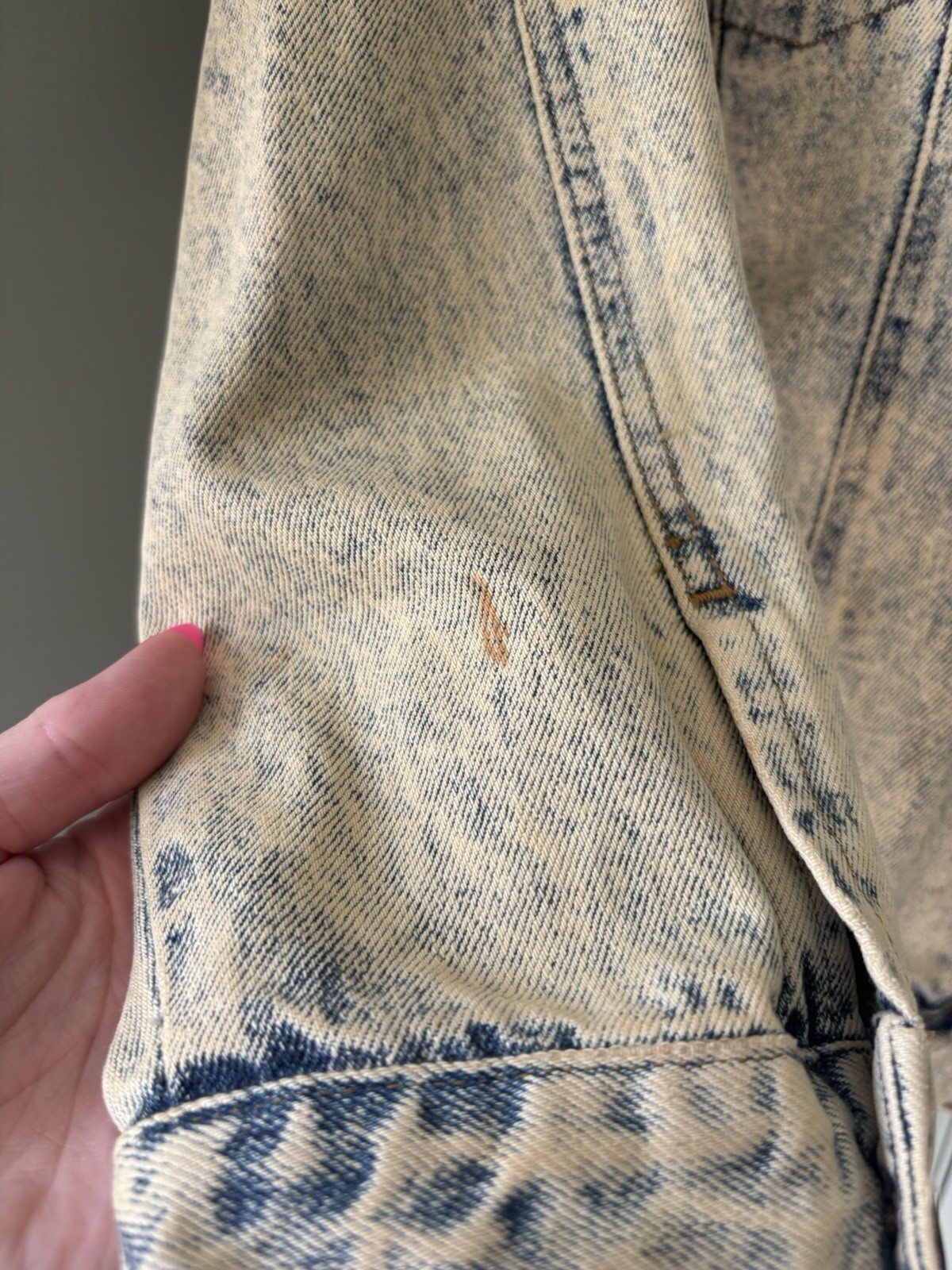 Vintage 80s/90s Denim Texas Jacket Hand Painted Graphics Rhinestone Studs