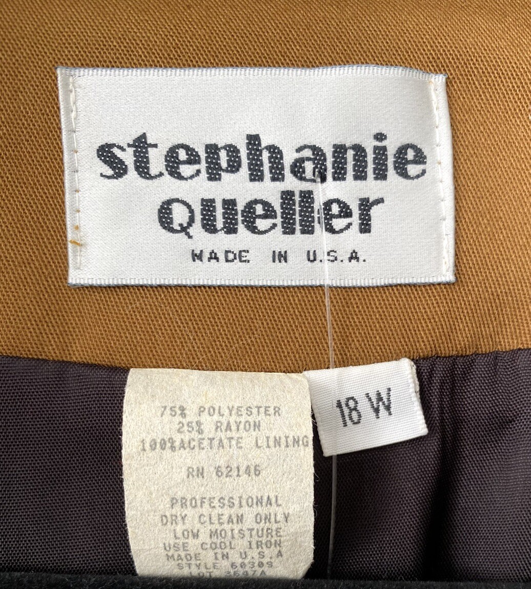 Vintage Stephanie Queller Colorblock Brown Gold Black Jaguar Blazer 18W NWT VTG