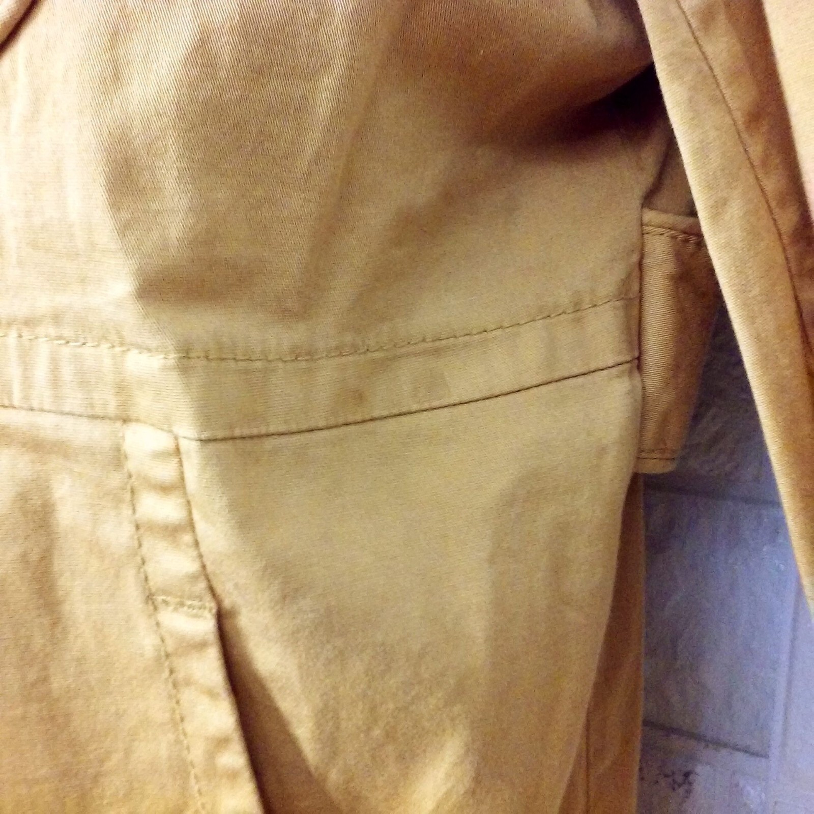 Vintage 90s American Rag Pea Coat Crop Jacket -S Pockets Buttons Safari Mustard