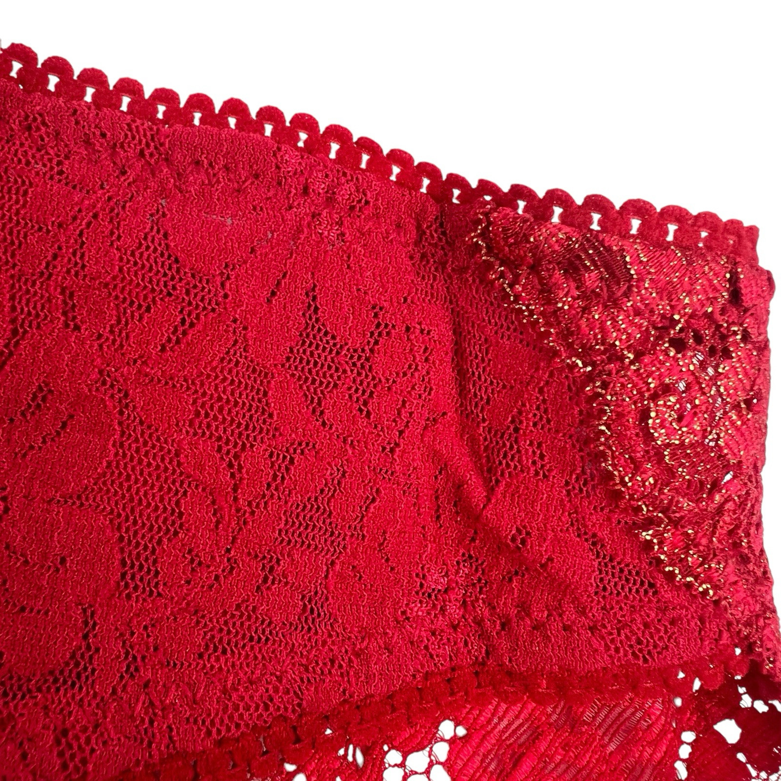 Vintage Soma Panties Size Medium Sheer Nylon Lace High Cut Cheeky Bikini Red