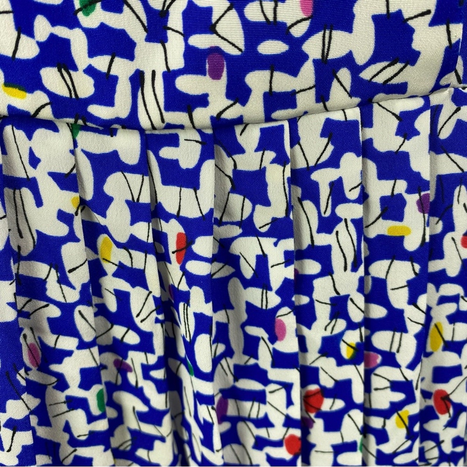 Vintage Short Sleeve Drop Waist Midi Dress Size 12 Blue White 80’s