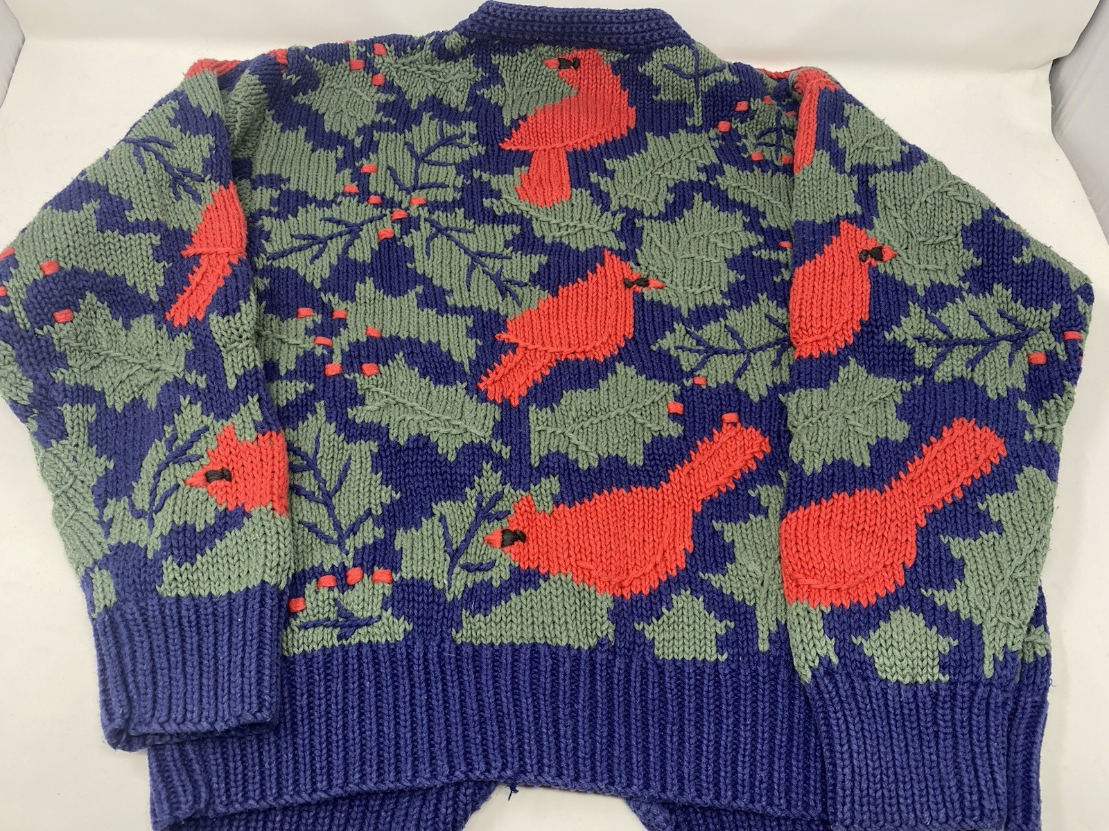 Vintage Orvis Sweater Cardigan Cardinals Brass Buttons Women Small Holiday