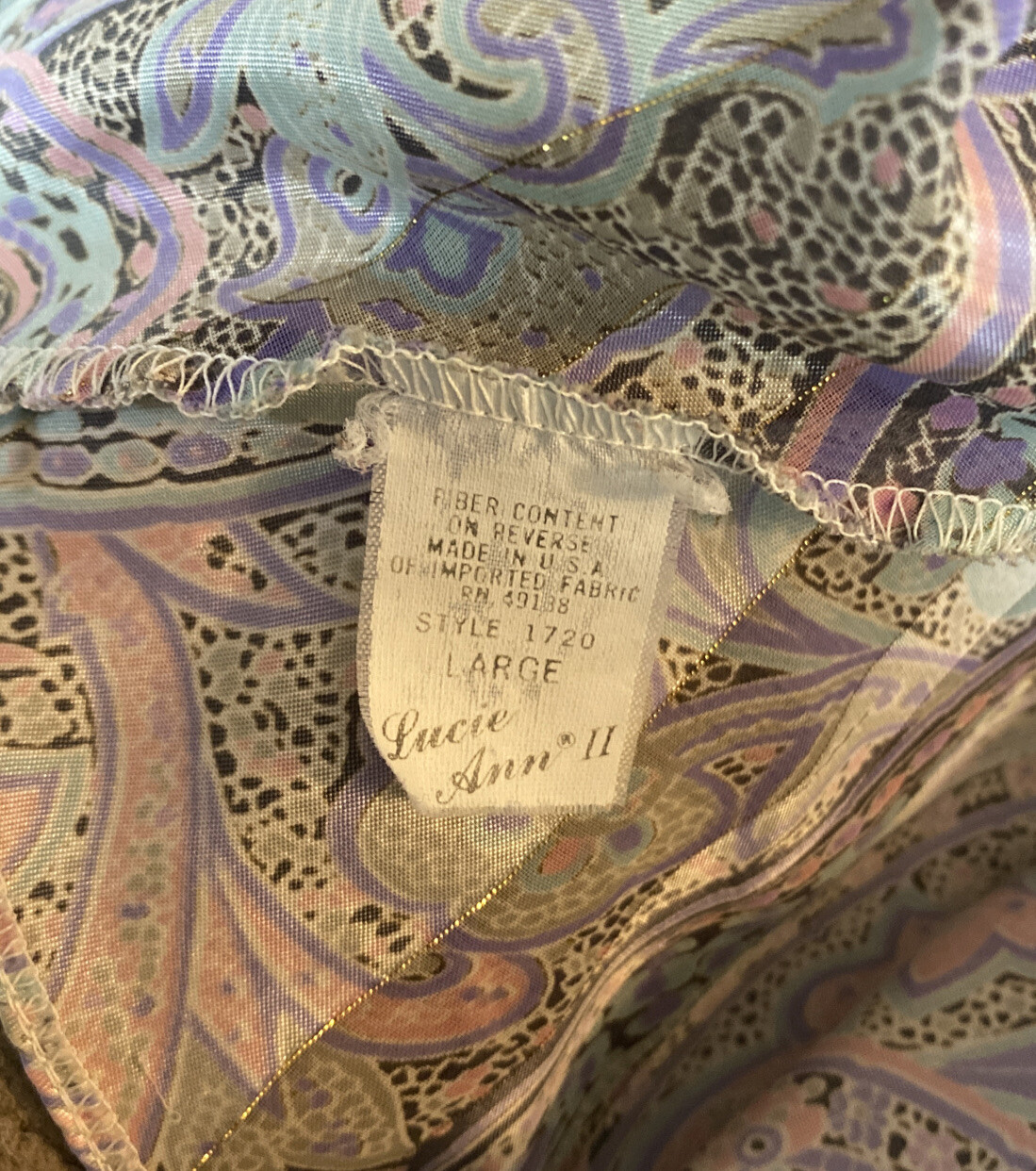 Lucie Ann II Women’s Sexy Multicolored Paisley Chemise Vintage 90’s Large