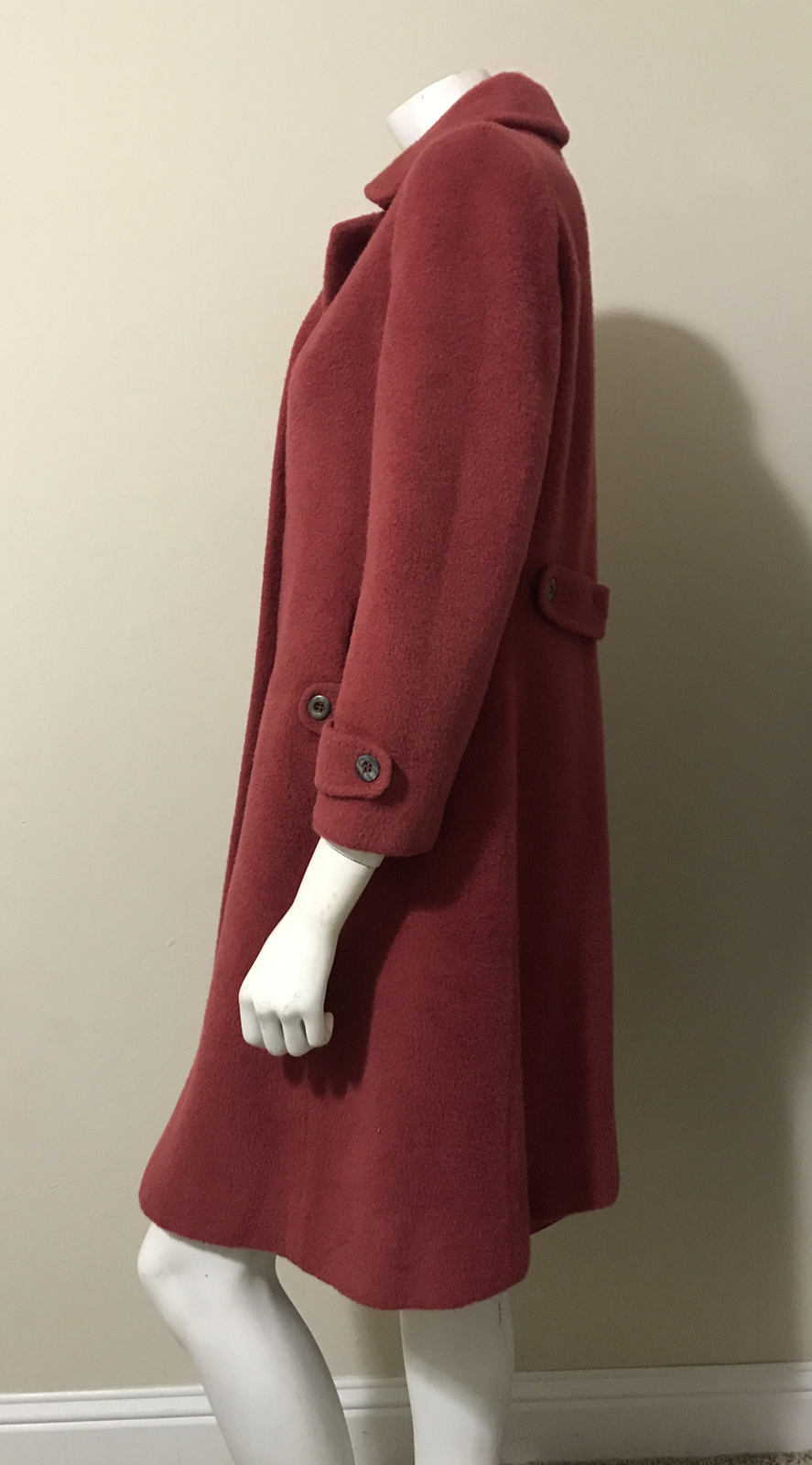 Forstmann Fabrics Vintage Cranberry Red 100% Wool Classic Fitted Coat Size S/M