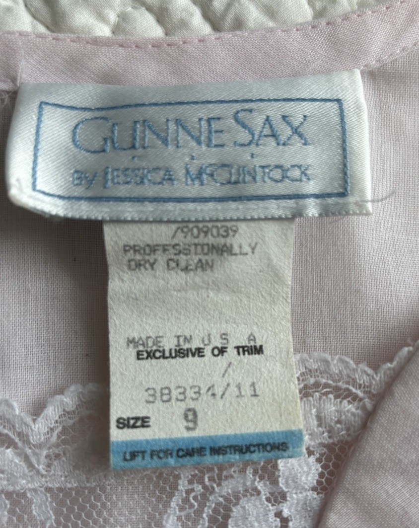 Vintage Jessica McClintock Dress Sz 9 Cottage Core Prairie Victorian Lace