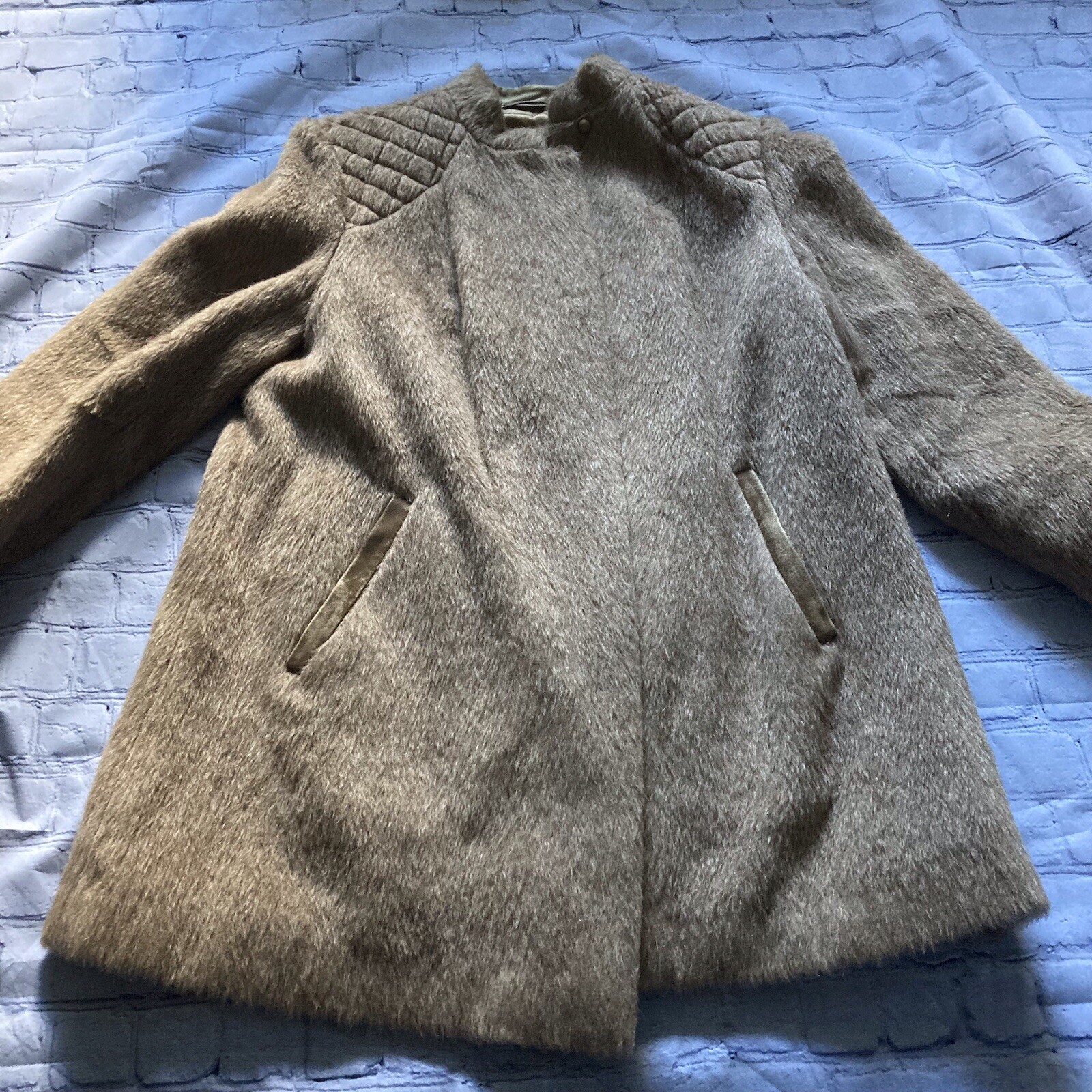 Vintage Women’s Alpaca Hair Coat Sz 42 West Germany Camel 1960’s Luxus Llama