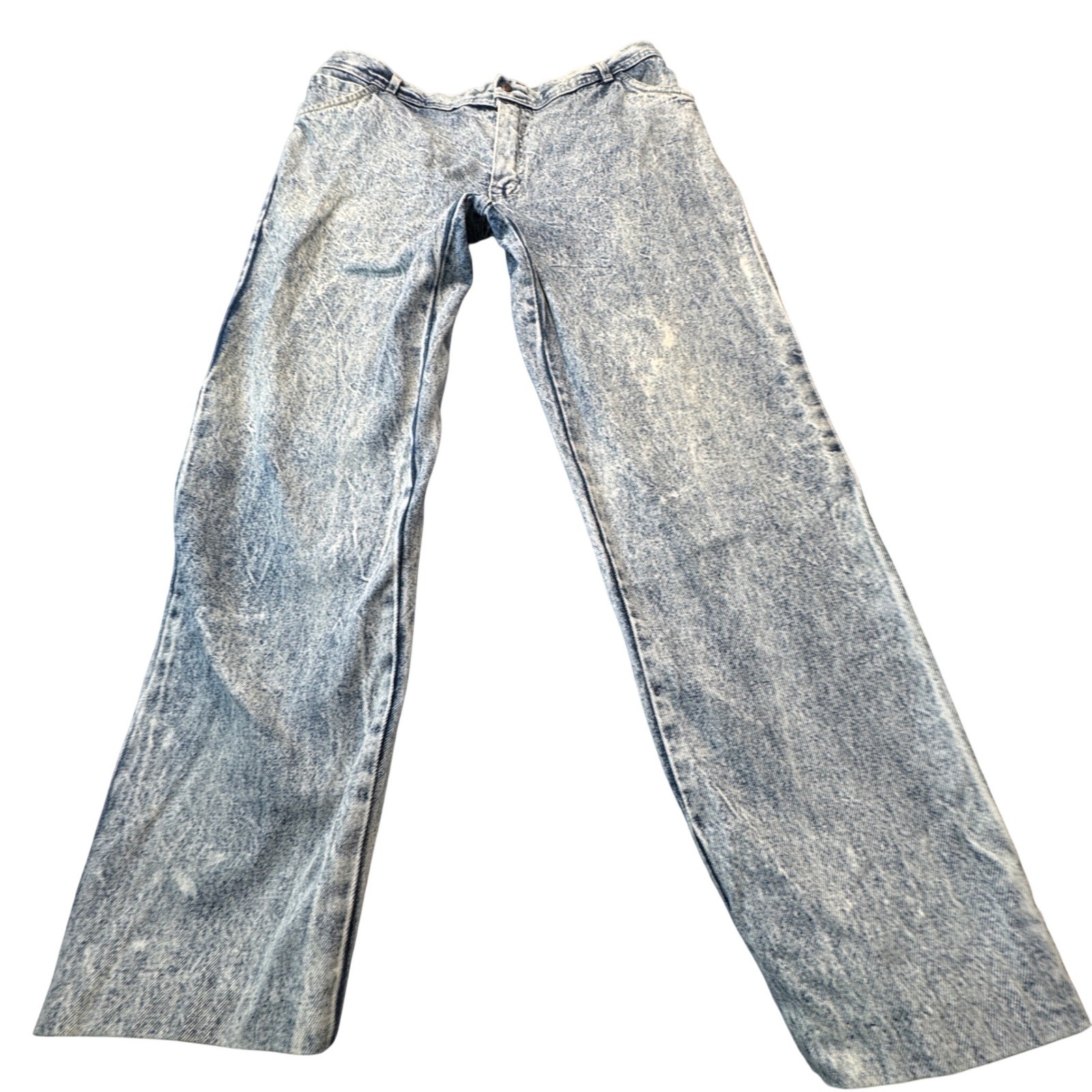 Vintage 80s Acid Wash High Waist Mom Jeans Straight Leg Grunge USA Size 12 to 14