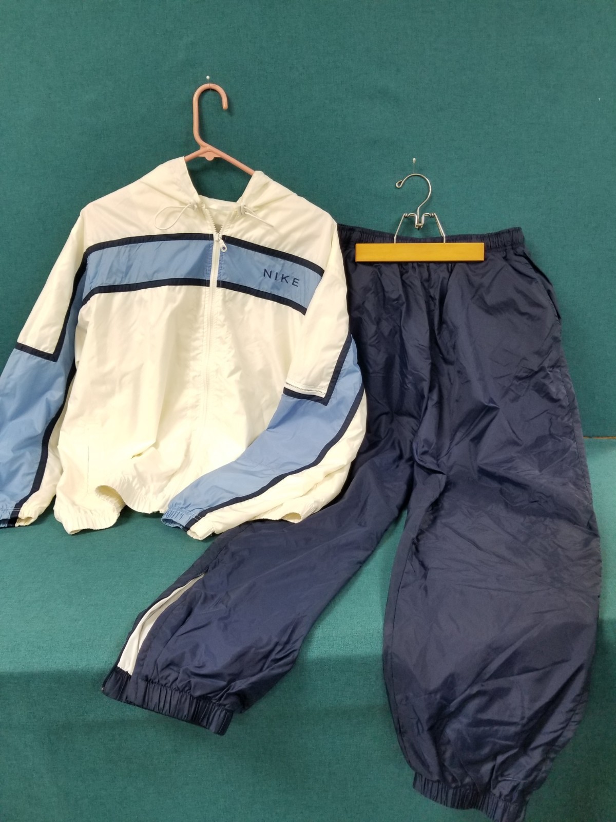 VTG 90s/Y2K Nike Blue White Windbreaker Tracksuit Jacket & Pants Women’s XL