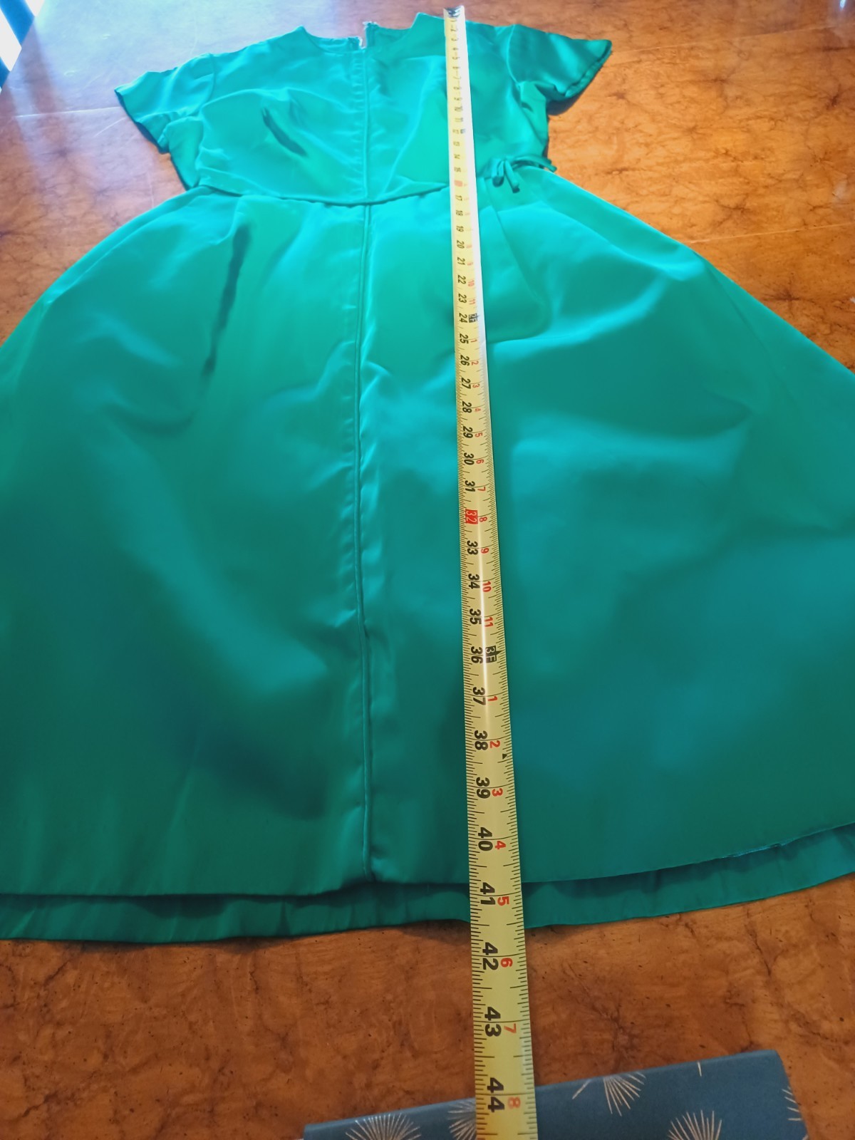 VTG Mid-century 40s 50s 60s Emerald Green Satin Cocktail Party Dress M Crinoline
