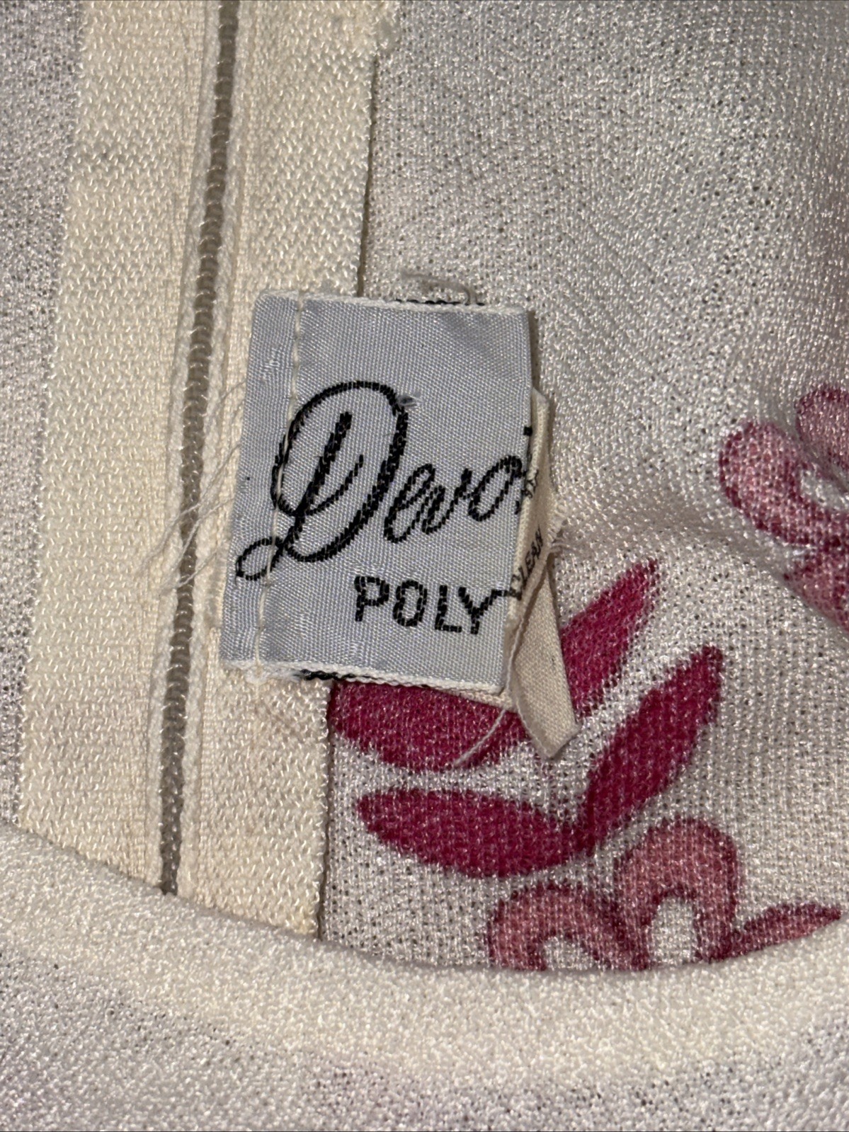 Vtg 60s 70s Devonette Polytron Knit Pull Over Floral Top Shirt Sz M