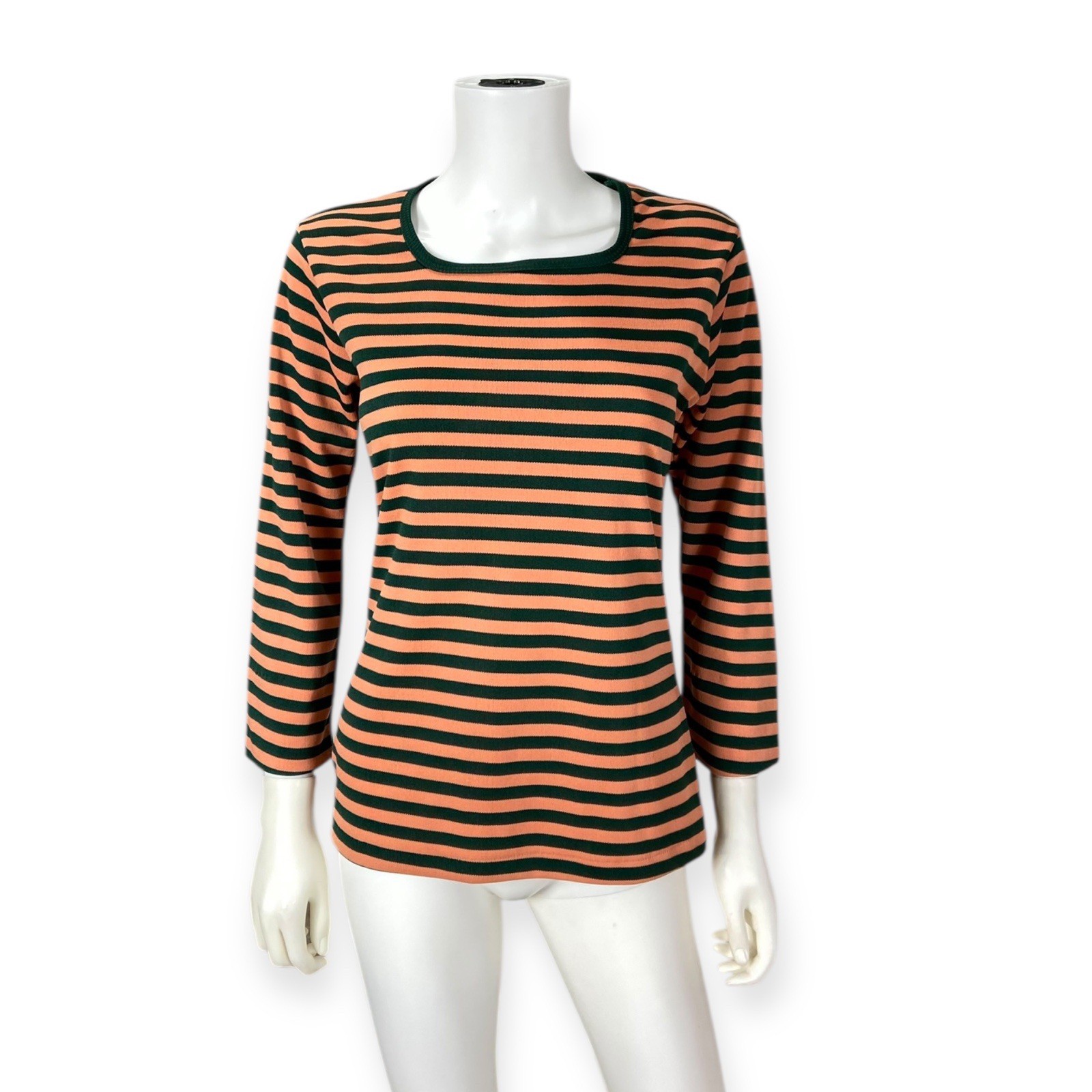 JC Penney Fashions Women’s VTG 70s 80s Striped Poly Knit 3/4 Sleeve Top