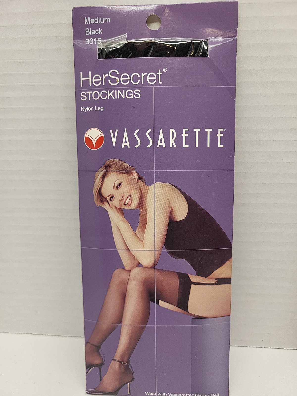 Lot of 3 Vassarette Black Silky Sheer Stockings & 3 Garter Belts, 2 White 1 Blk