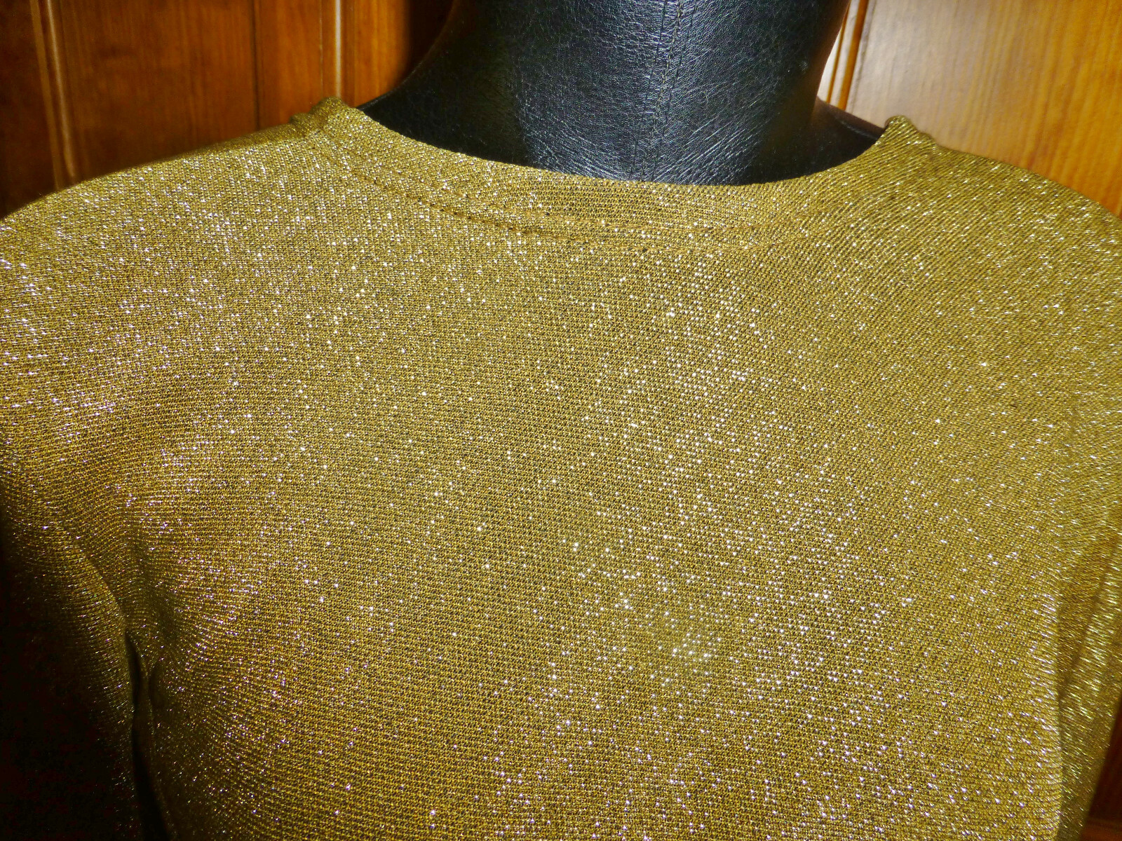 RaRe VTG 60s 70s RUDI GERNREICH Designer Gold Metallic Knit Deep V Back DRESS 12