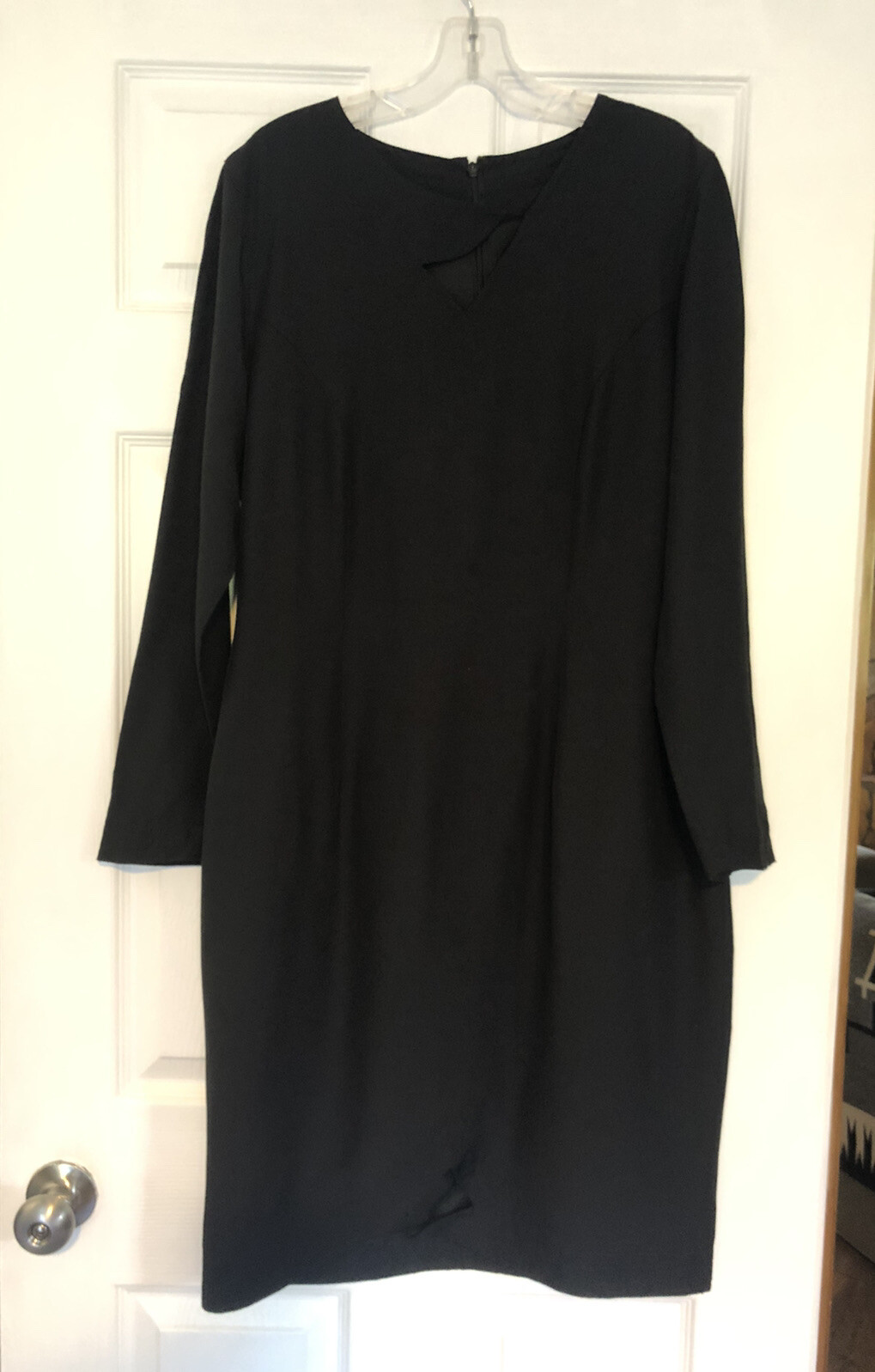 Vintage 1990s Minimalist Avant Garde Cut Outs Classic Sheath Dress Art Gallery L