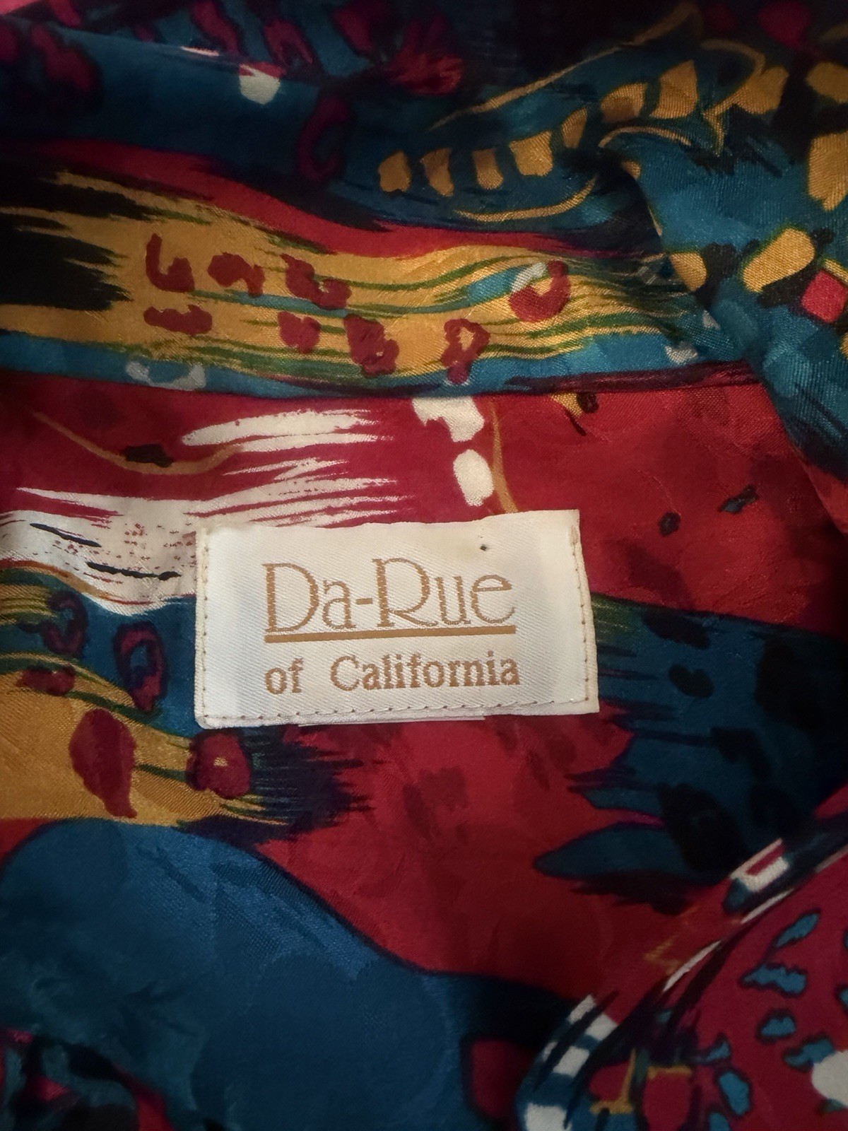 This Beautiful Da-Rue Vintage 80s Blouse Multi Colored Size 12/14 bow at neck