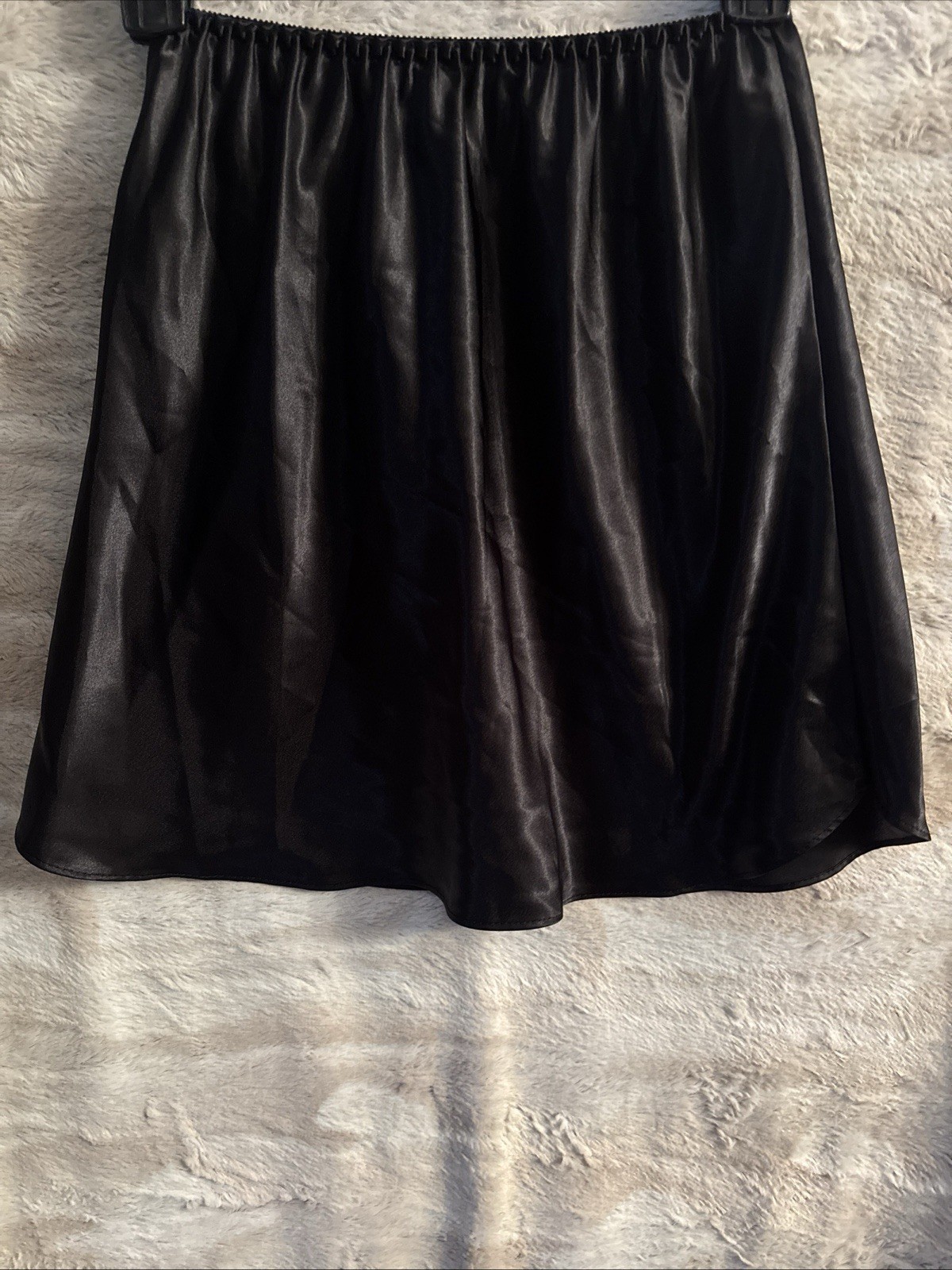 Vintage FARR WEST Black Liquid Satin Half Slip Skirt Shiny Glossy Slippery Small