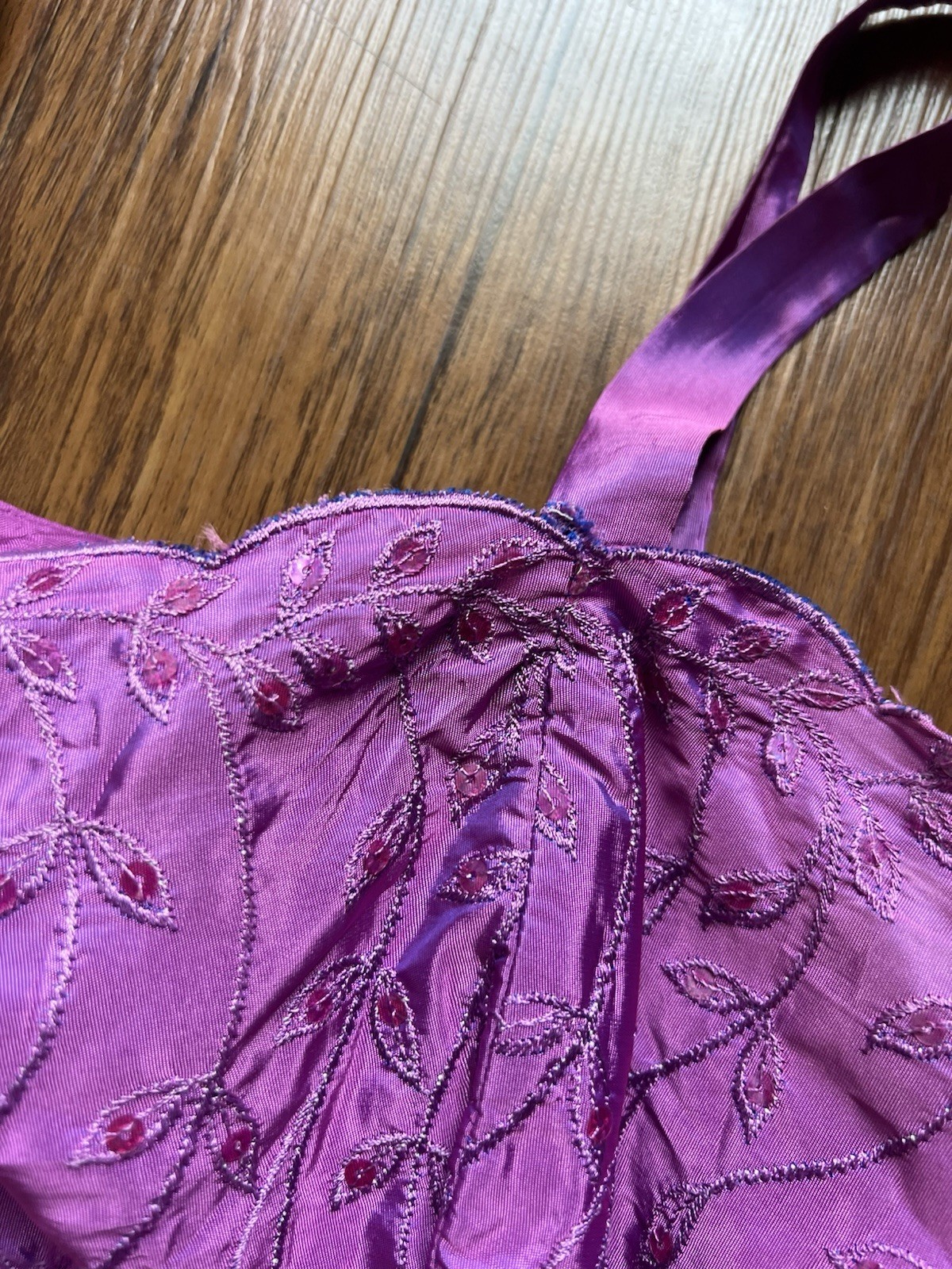 Vintage Dave & Johnny Corset Top Purple Iridescent Evening Embroidered Sequin 14