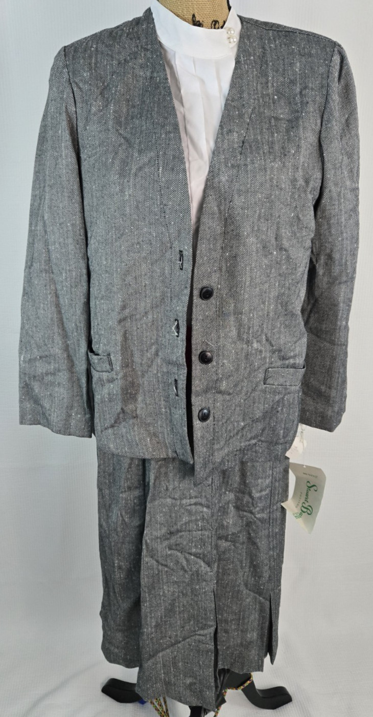 Vintage 80s – 90s Stuart Barrty Ltd Petites low waist Gray jacket dress size 14