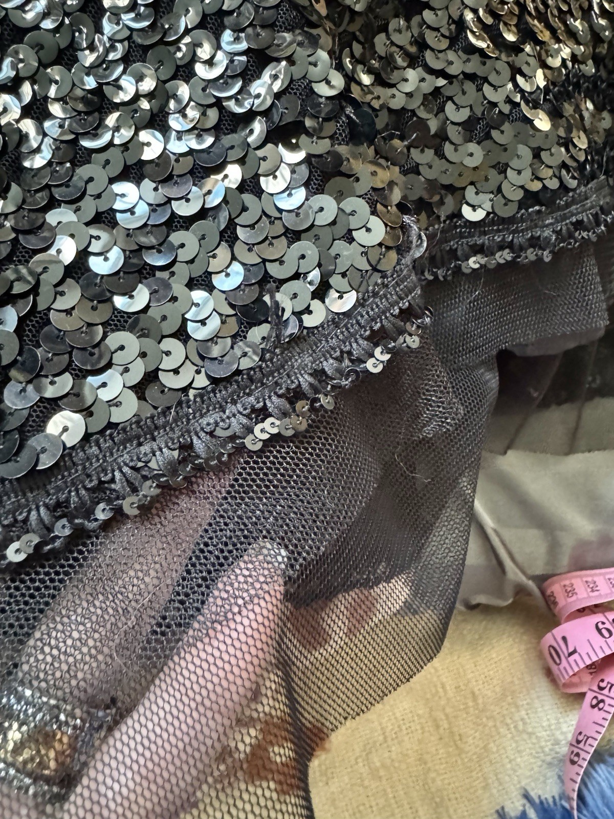 Vtg Nanette Lepore Black Sequin Mermaid Skirt High Low Pencil 4 S Flute