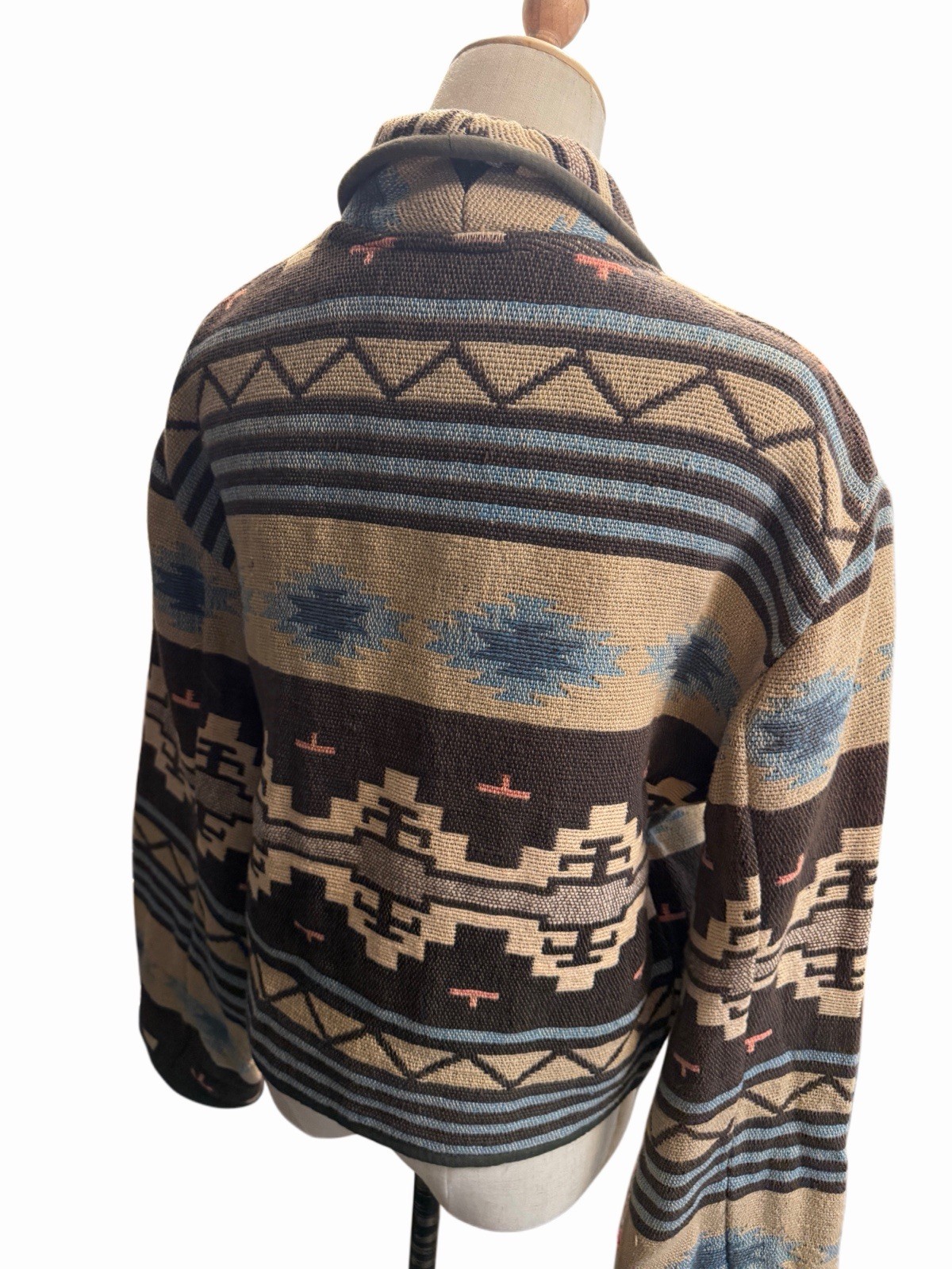 Gorgeous Vintage 90s Aztec Southwestern Cotton Tapestry Jacket Women’s Sz M