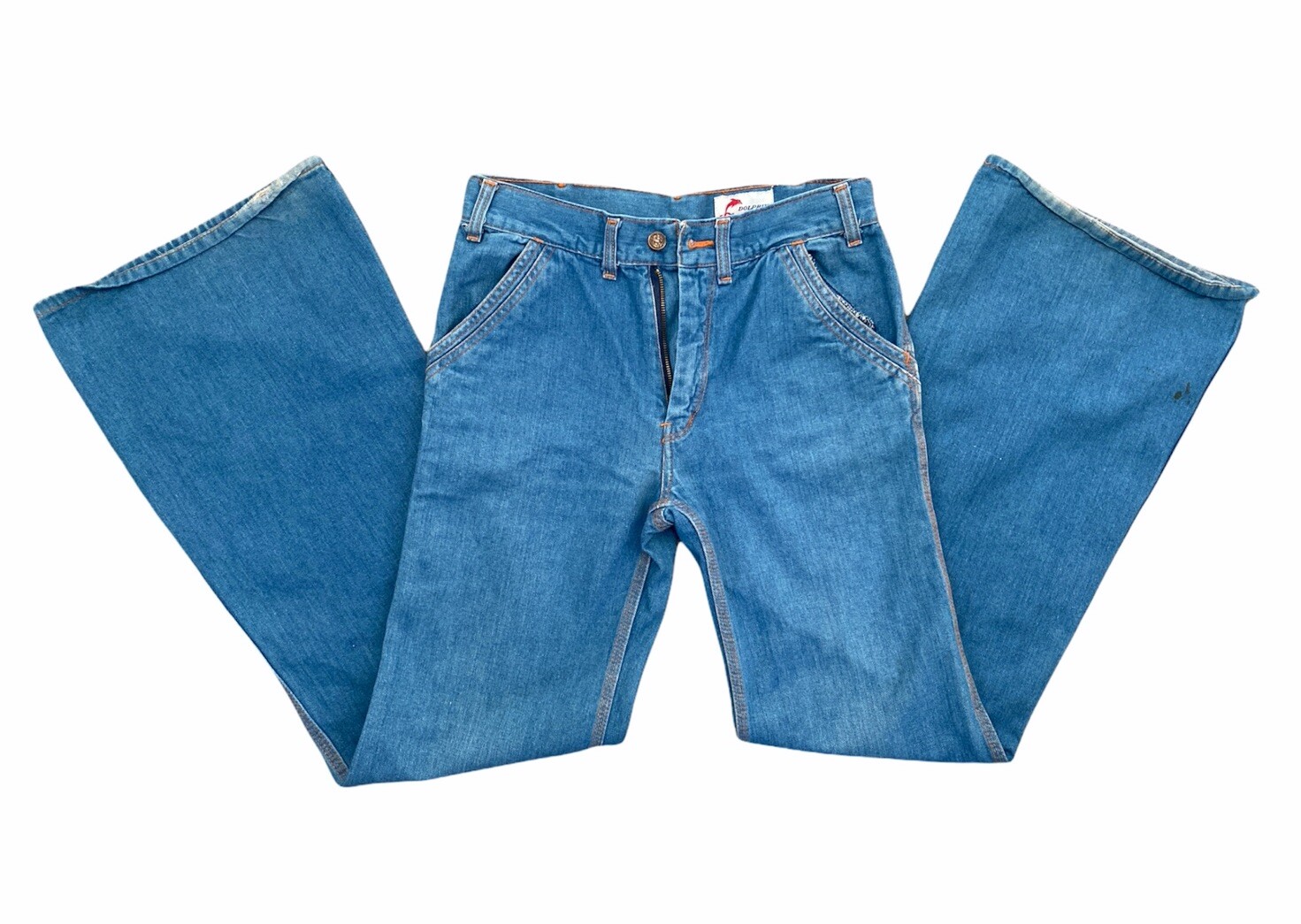Vintage Y2K Dolphin Jeans Denim Blue Pants Size 32 (13-14) Hong Kong USED