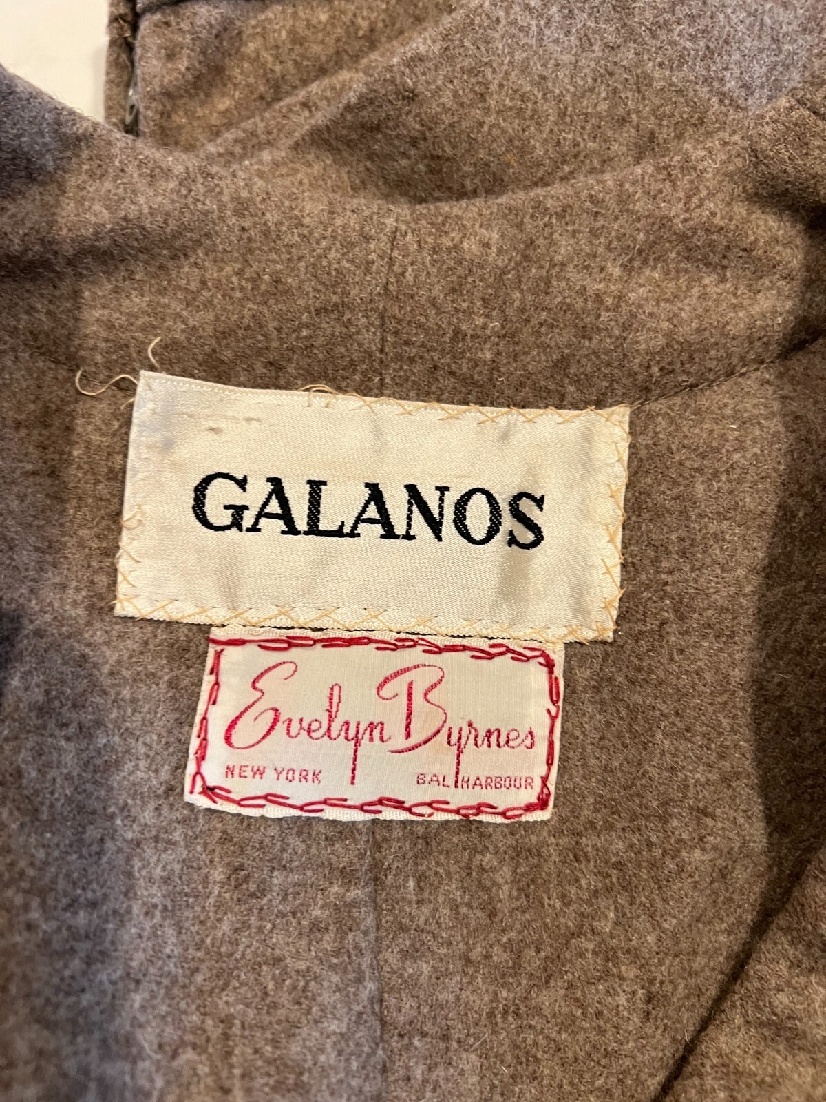 Vintage 1960s GALANOS Camel Wool Skirt Set Blazer Buttons Pockets XS