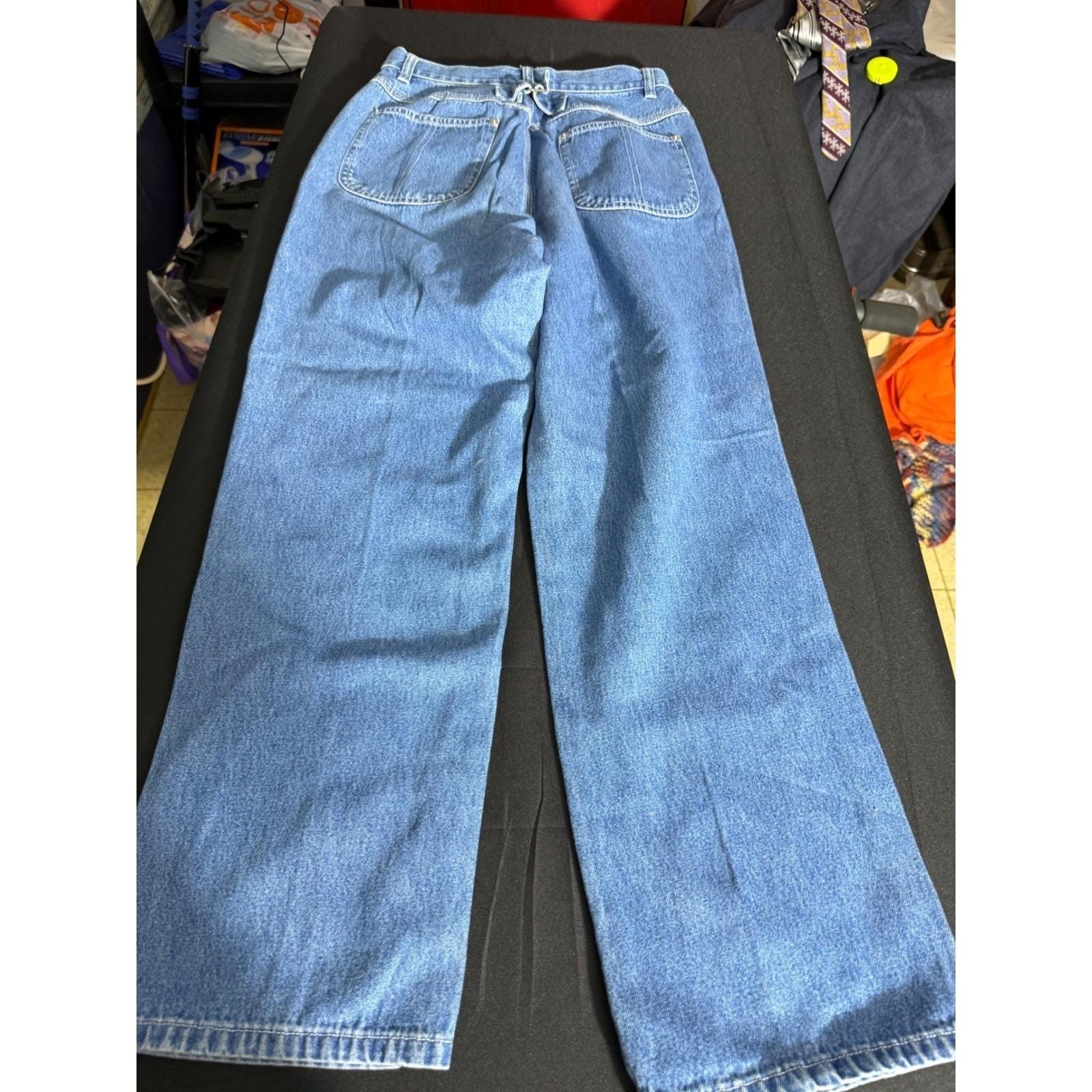 Real Comfort Wide Leg Jeans 8 Blue Excellent Cinch Back High Waisted Vintage 90s