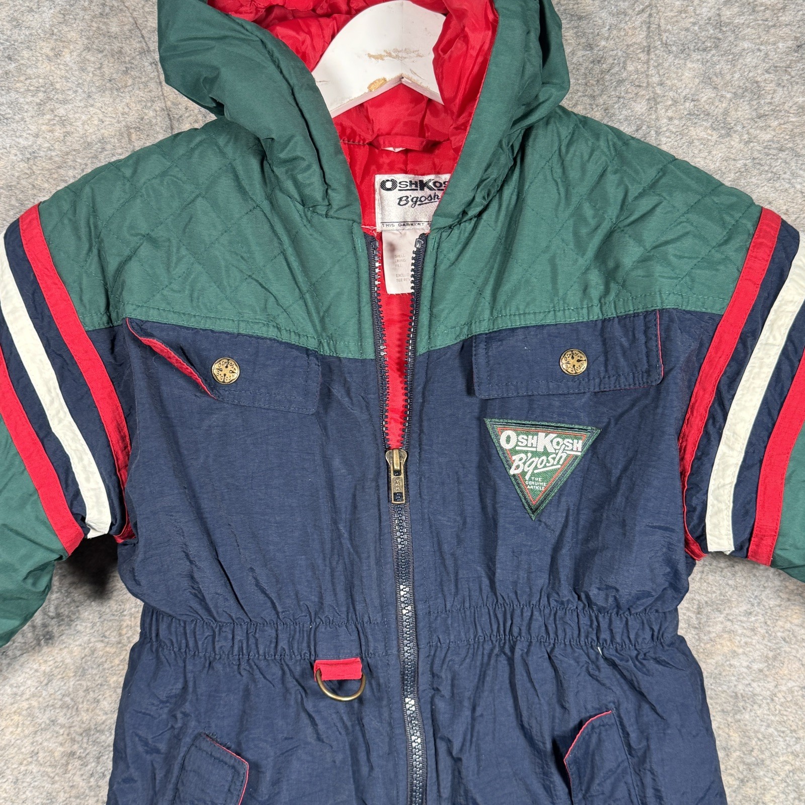Vintage Osh Kosh B’Gosh Boys Snowsuit Size M 5/6 Lined Hooded Great Condition