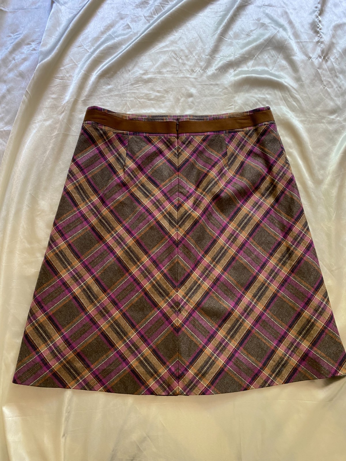 Vintage 1990s Purple Plaid Pleated Buckle Skirt Academia Punk Preppy Size 6