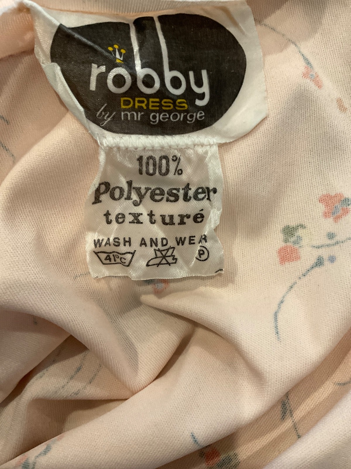 Vintage Robby dress by Mr George peach/ pink hue with flowers midi