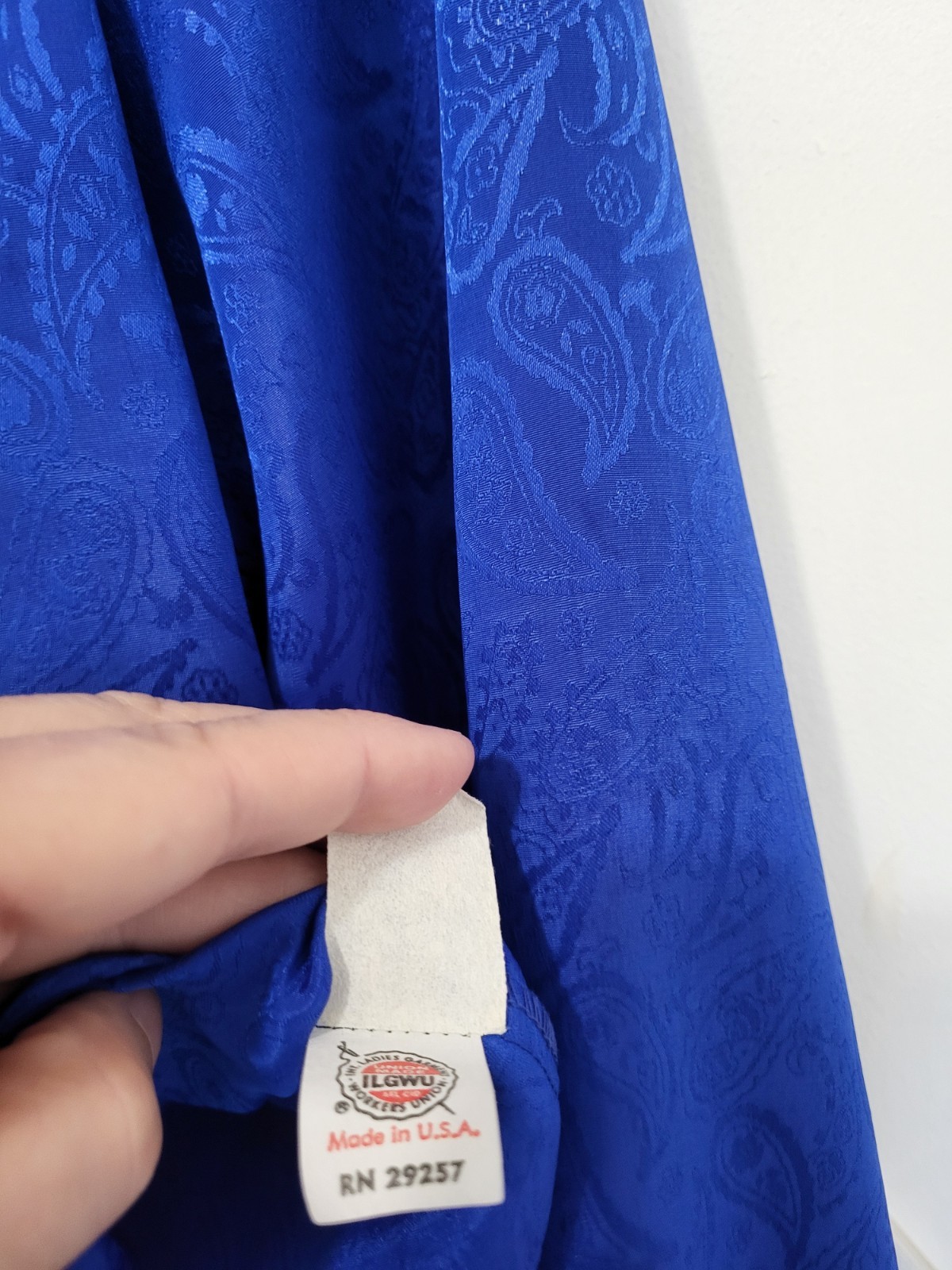 VTG Blue Paisley Long Sleeve Blouse ILGWU Union Made Women’s M Made In USA