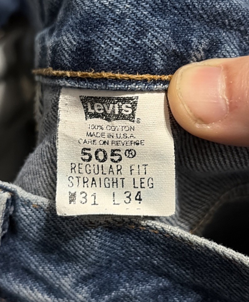Vintage Levis 505 0216 Red Tab Blue Jeans Denim Womens 30×33 USA Made Fades 90s