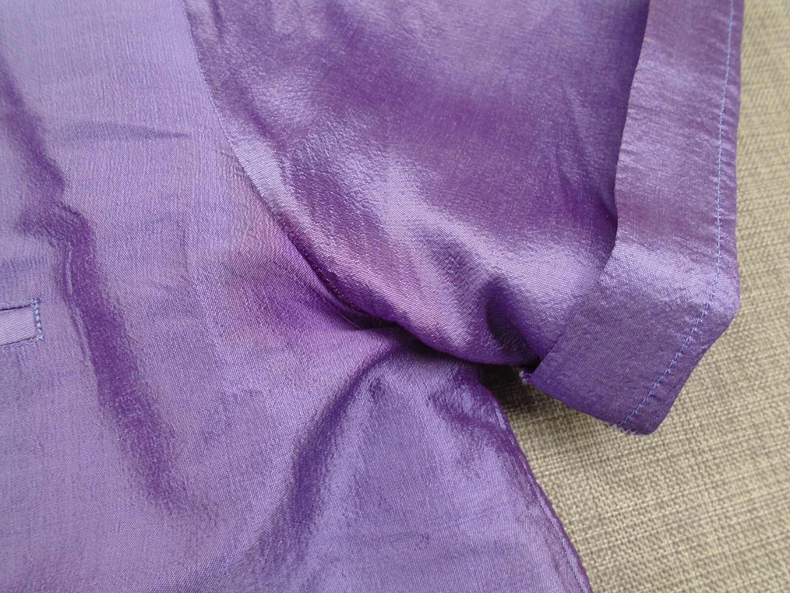 Silk Thai 100% Silk Shirt Short Sleeve Button Up XXL Purple