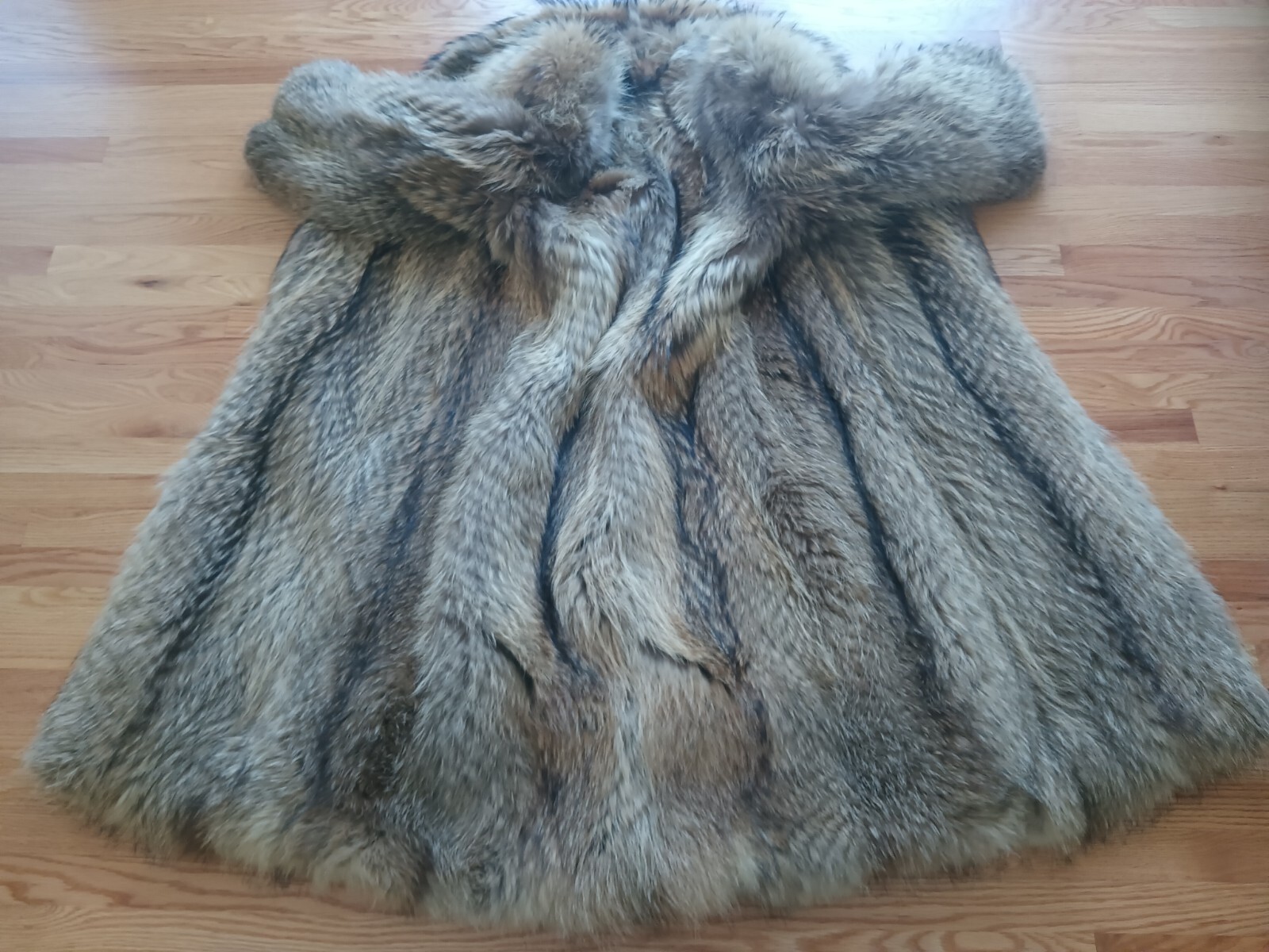 ADOLFO Bold Beauty Collared Feathered Finnish Raccoon Fur Coat Full Length Plus