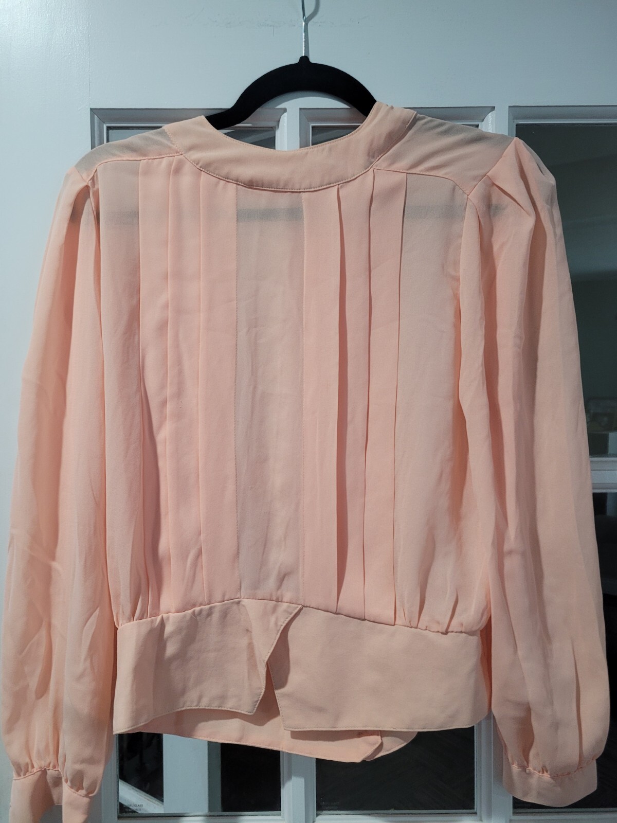 Vintage Ellen Ashley Peach Long Sleeve Button Back Blouse Sz 6
