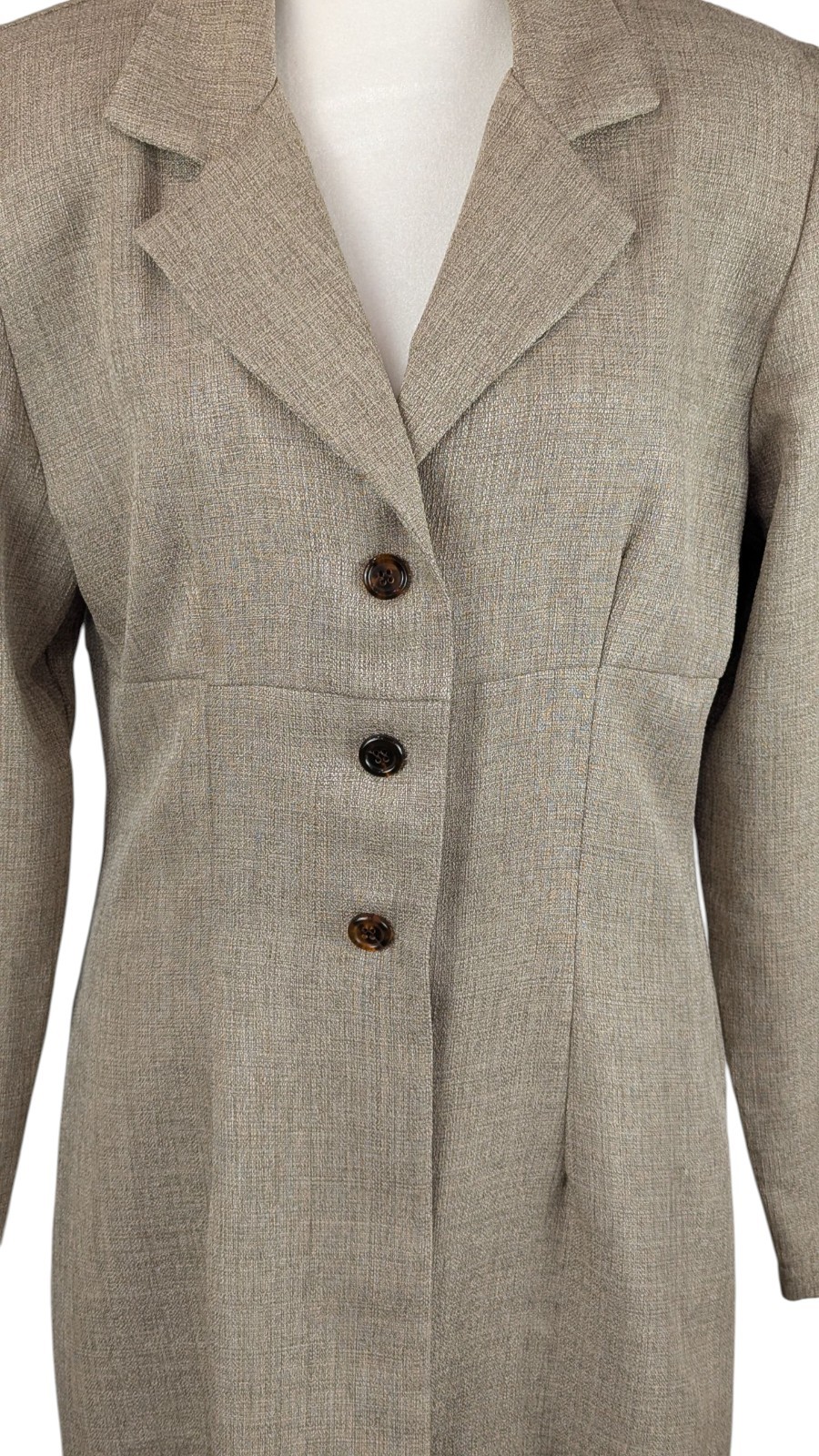 Vintage My Michelle Sleeveless Dress Long Jacket Set Jr Sz 13/14 Tan Timeless