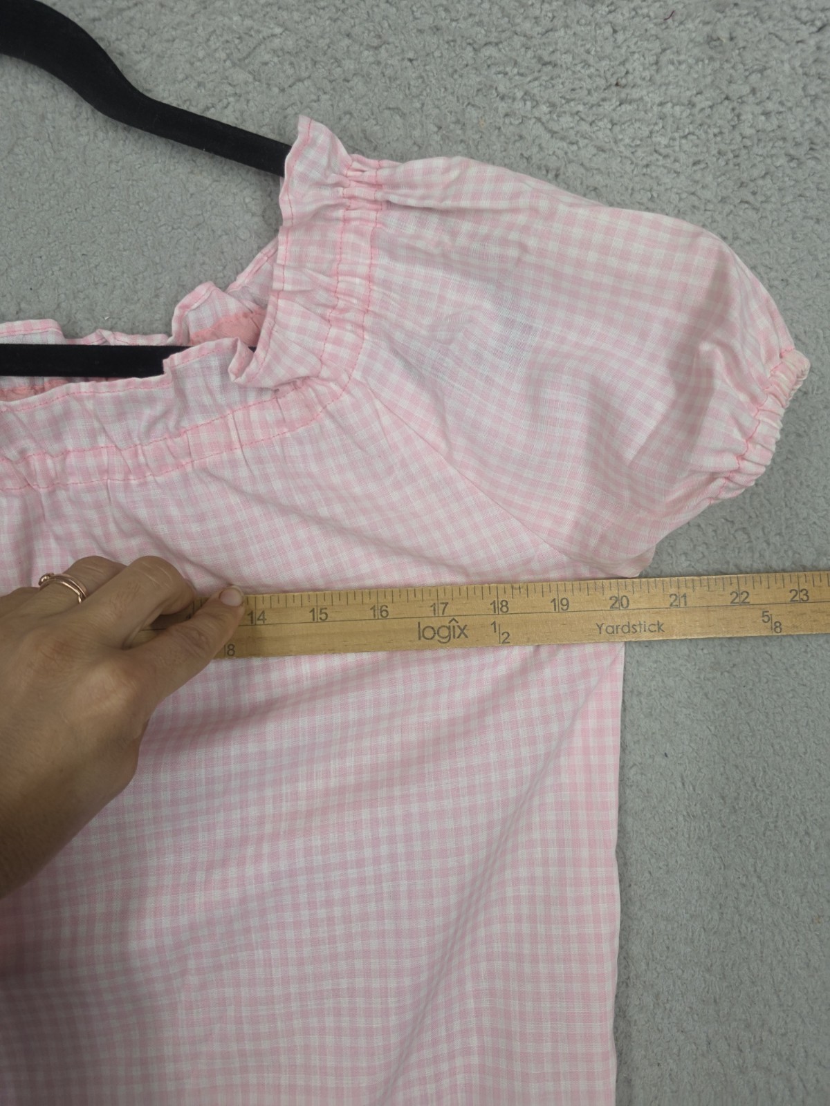 Vintage 70s Overall Dress Outfit Size 0 XS Pink Gingham Peasant Blouse Teens