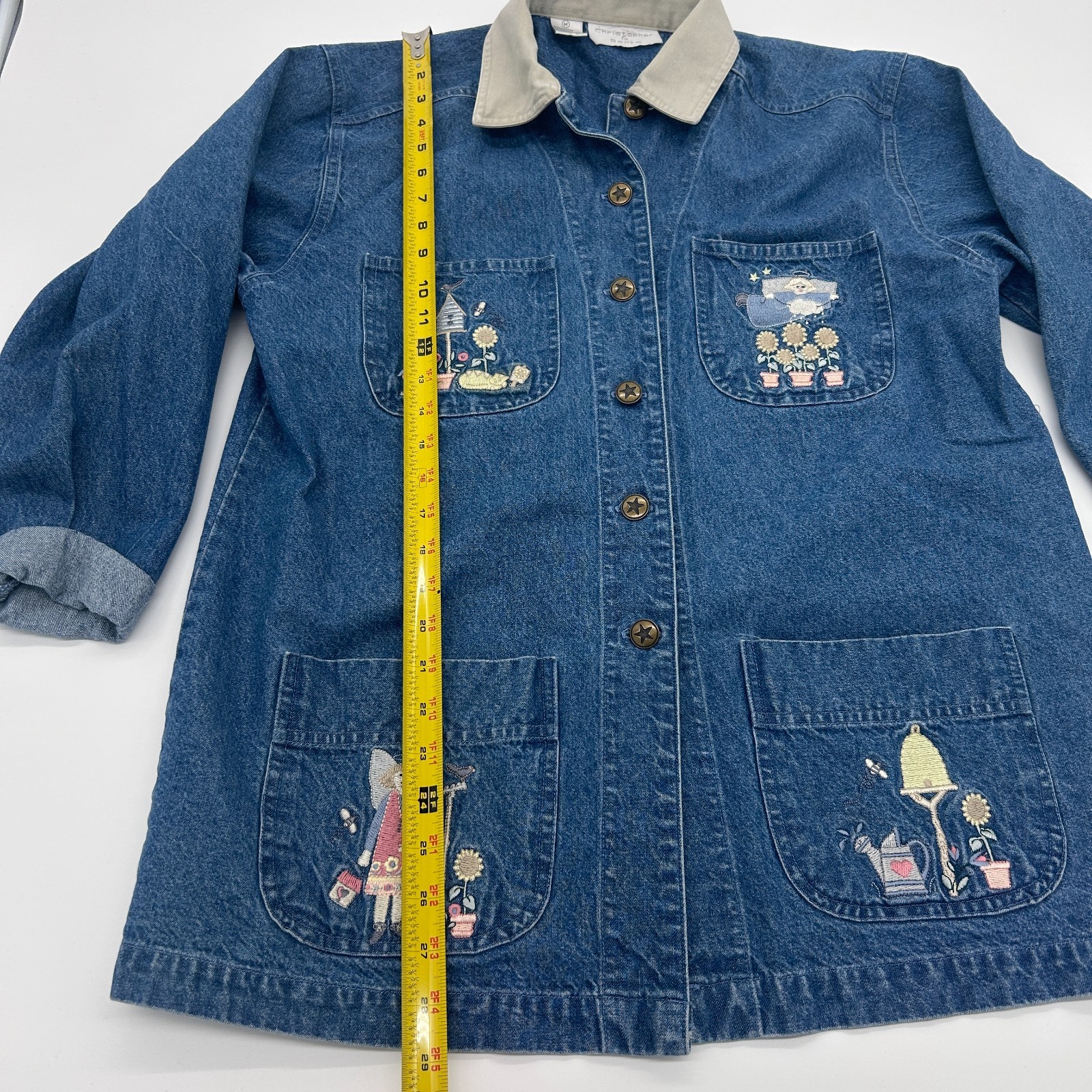 Vintage 90s Denim Chore Jacket Christopher Banks Grandma Core Cottage Medium