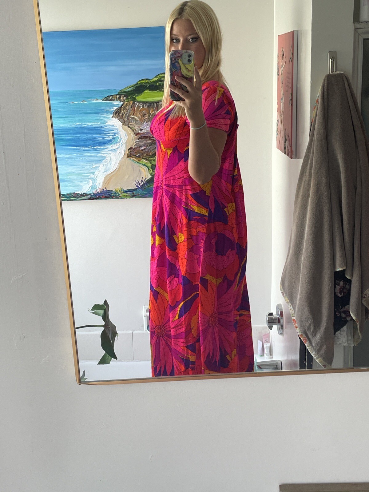 Sun Fashions Of Hawaii Honolulu Colorful 1970 1960 Dress Groovy Vintage Medium