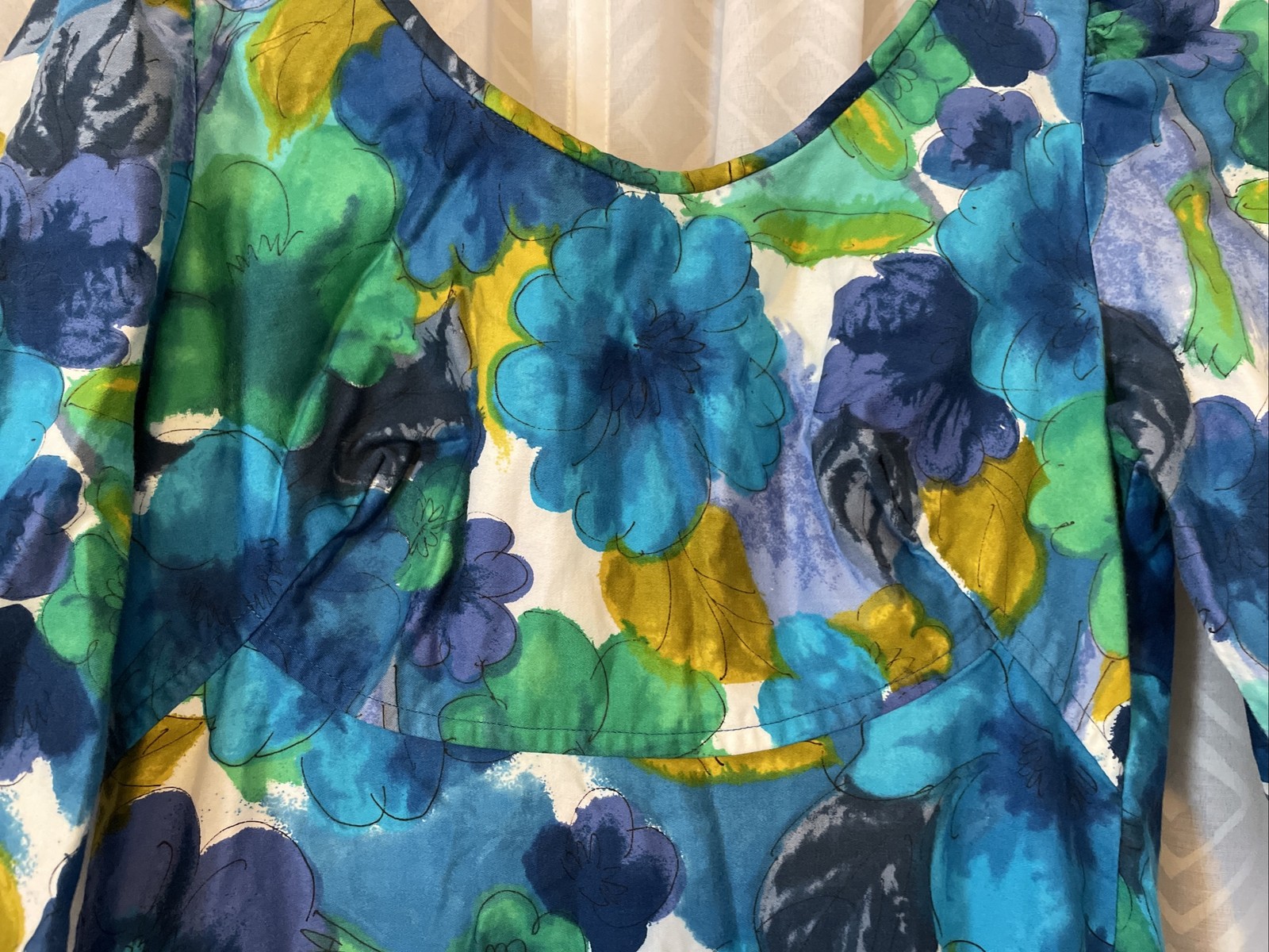 Vintage Kamehameha Hawaiian Dress Size Small Blue Floral Print
